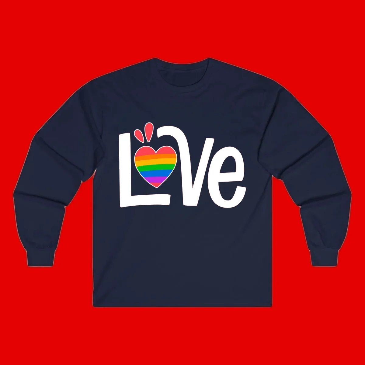 Love pride paw print design with rainbow-striped heart and white lettering on gray background