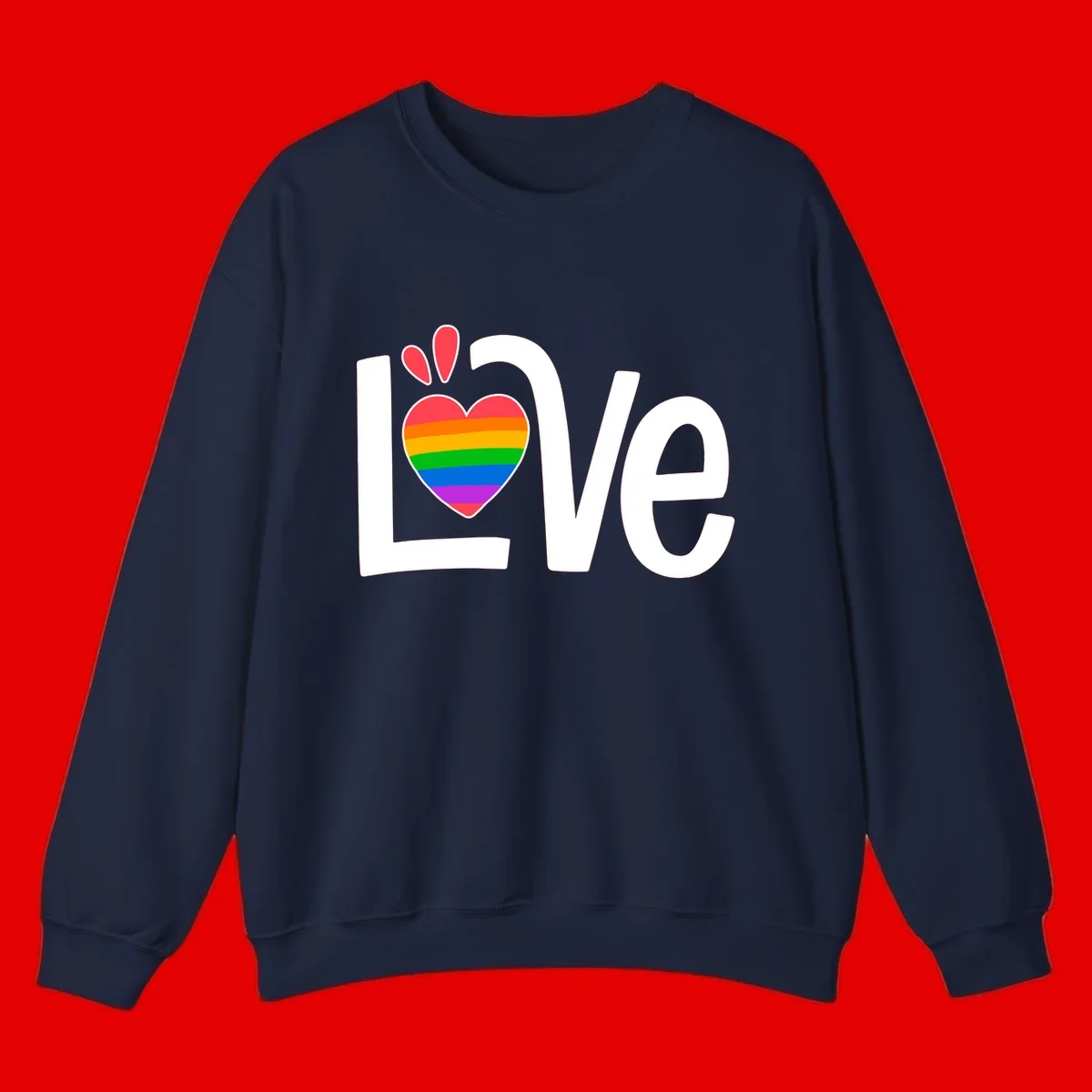 Love pride paw print design with rainbow-striped heart and white lettering on gray background