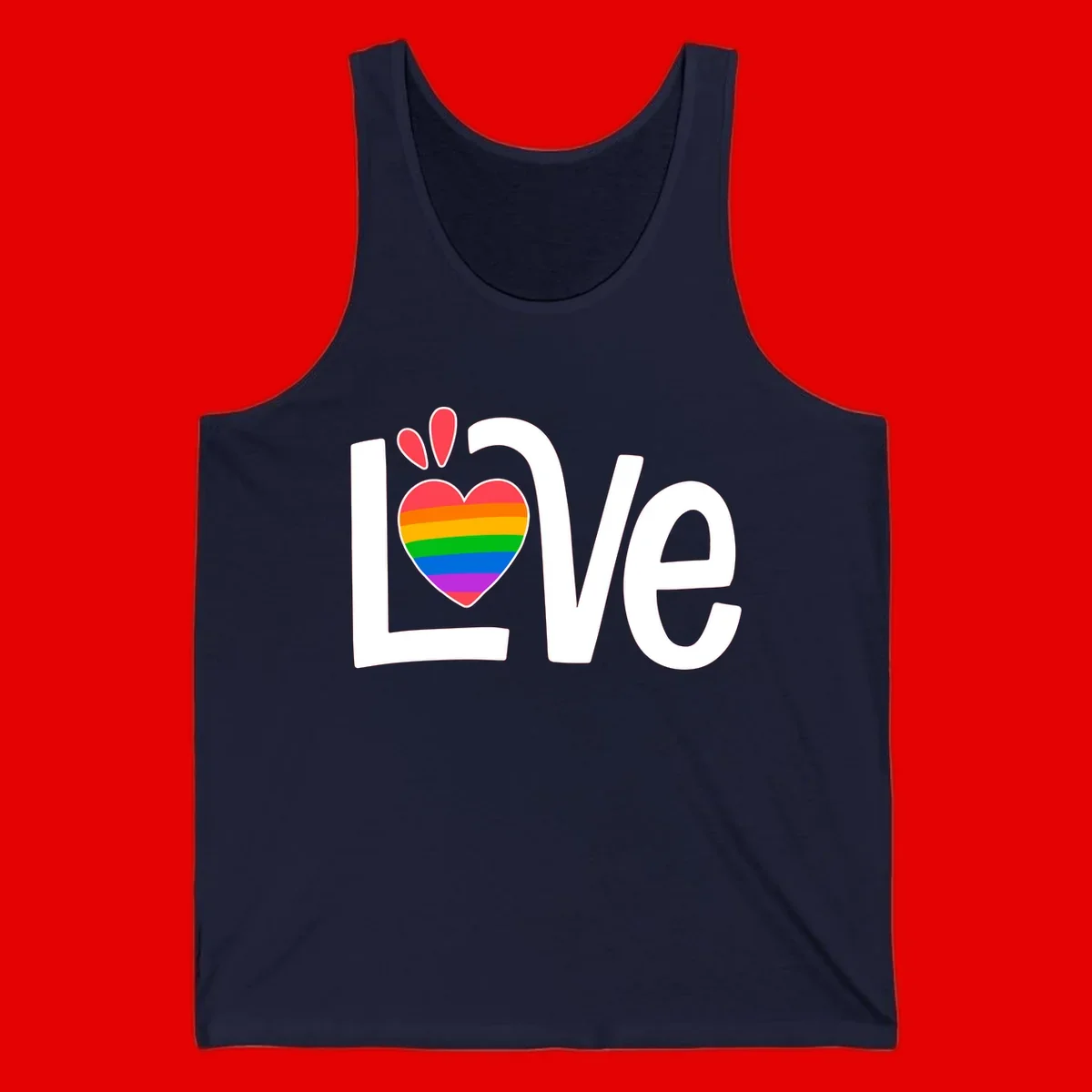 Love pride paw print design with rainbow-striped heart and white lettering on gray background