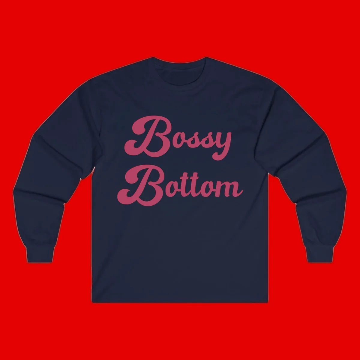 Body rhythm pride design with pink flowing lettering on gray background