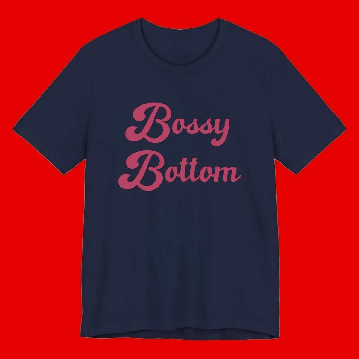 Body rhythm pride design with pink flowing lettering on gray background