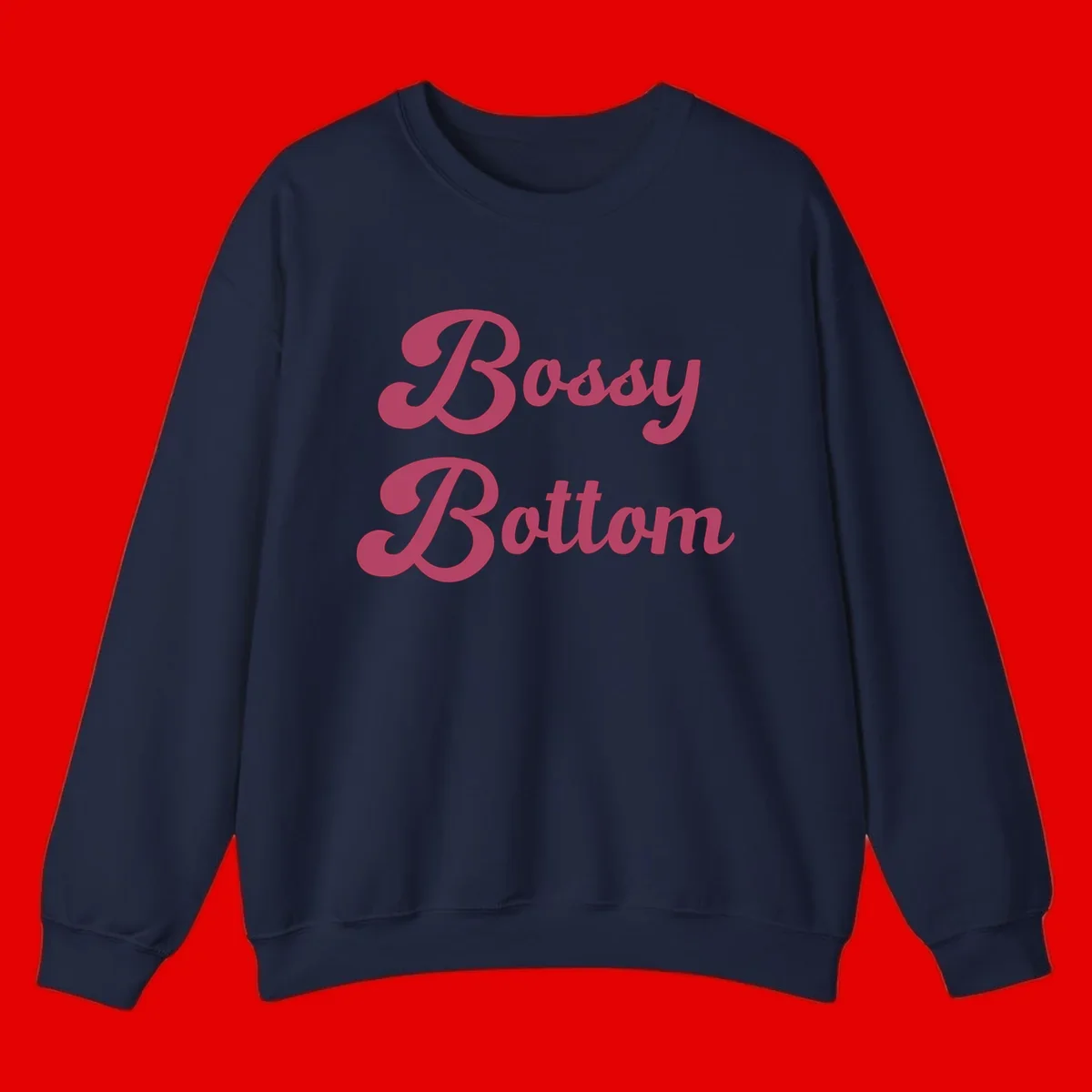 Body rhythm pride design with pink flowing lettering on gray background