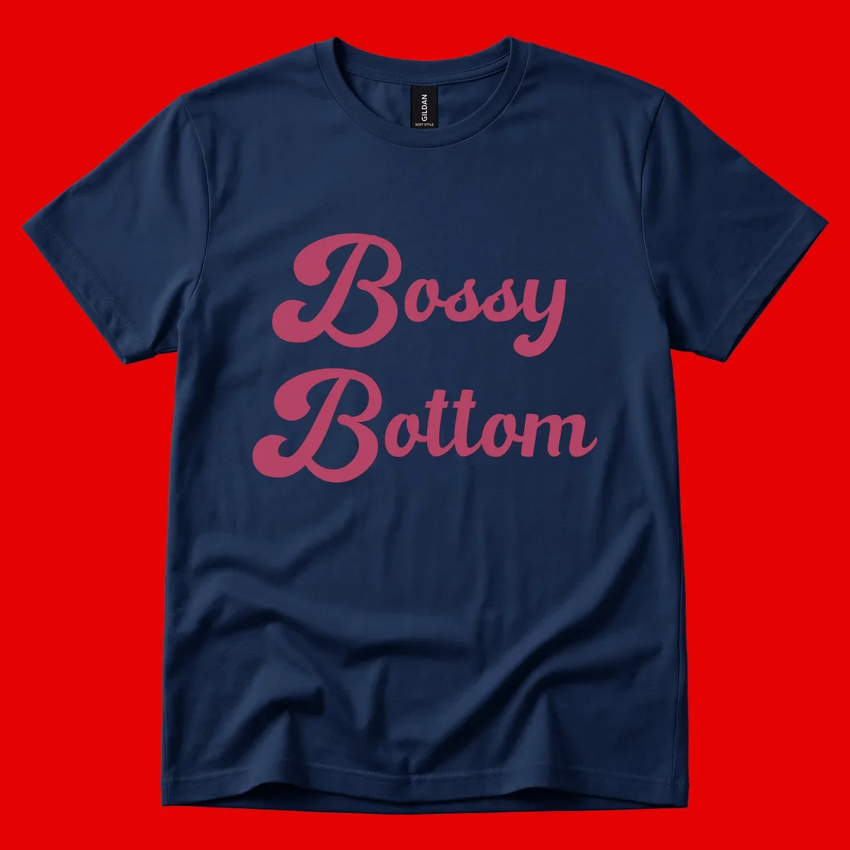 Body rhythm pride design with pink flowing lettering on gray background