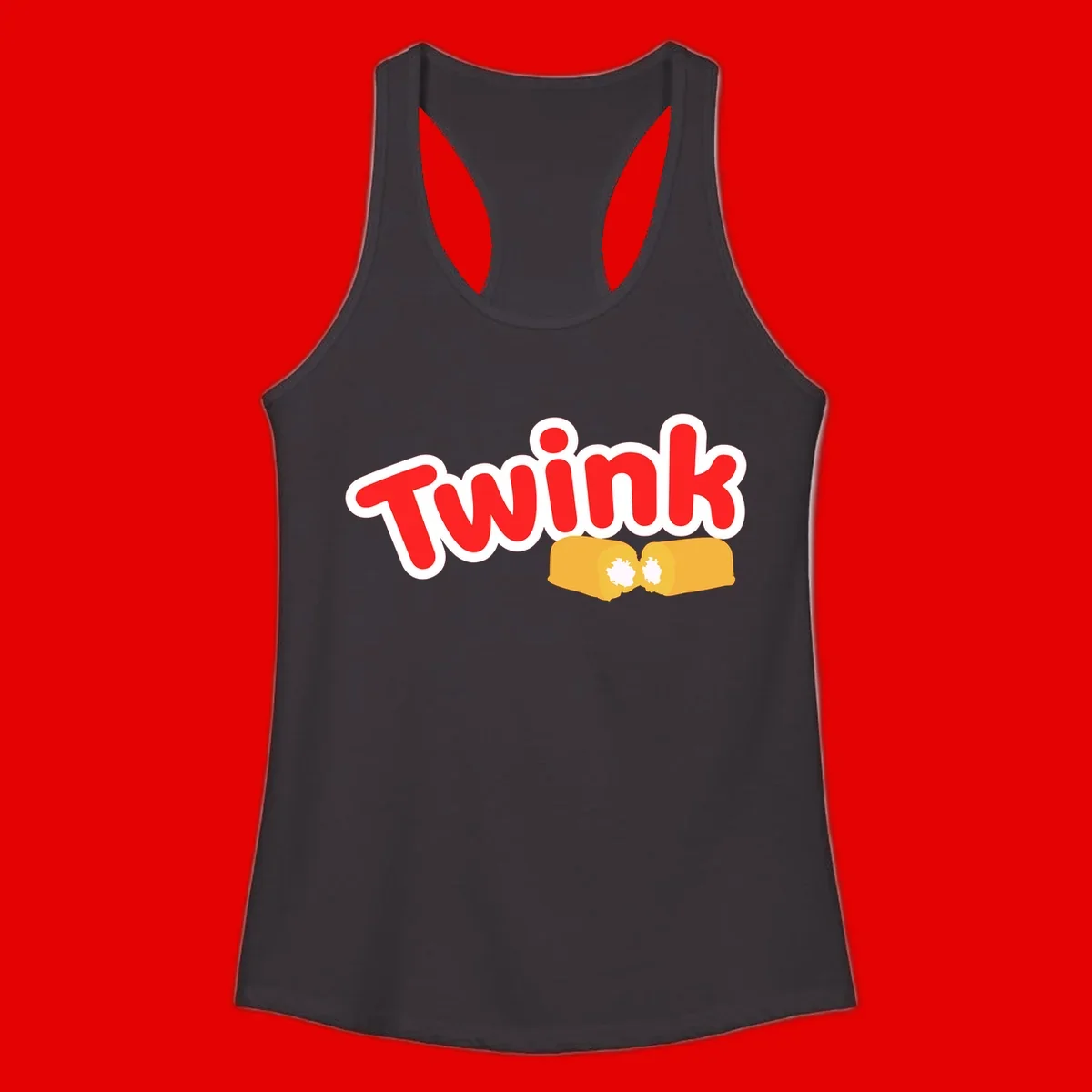 Red 'Twink' text with white outline above two yellow fists bumping together with white highlights, comic book style pride design