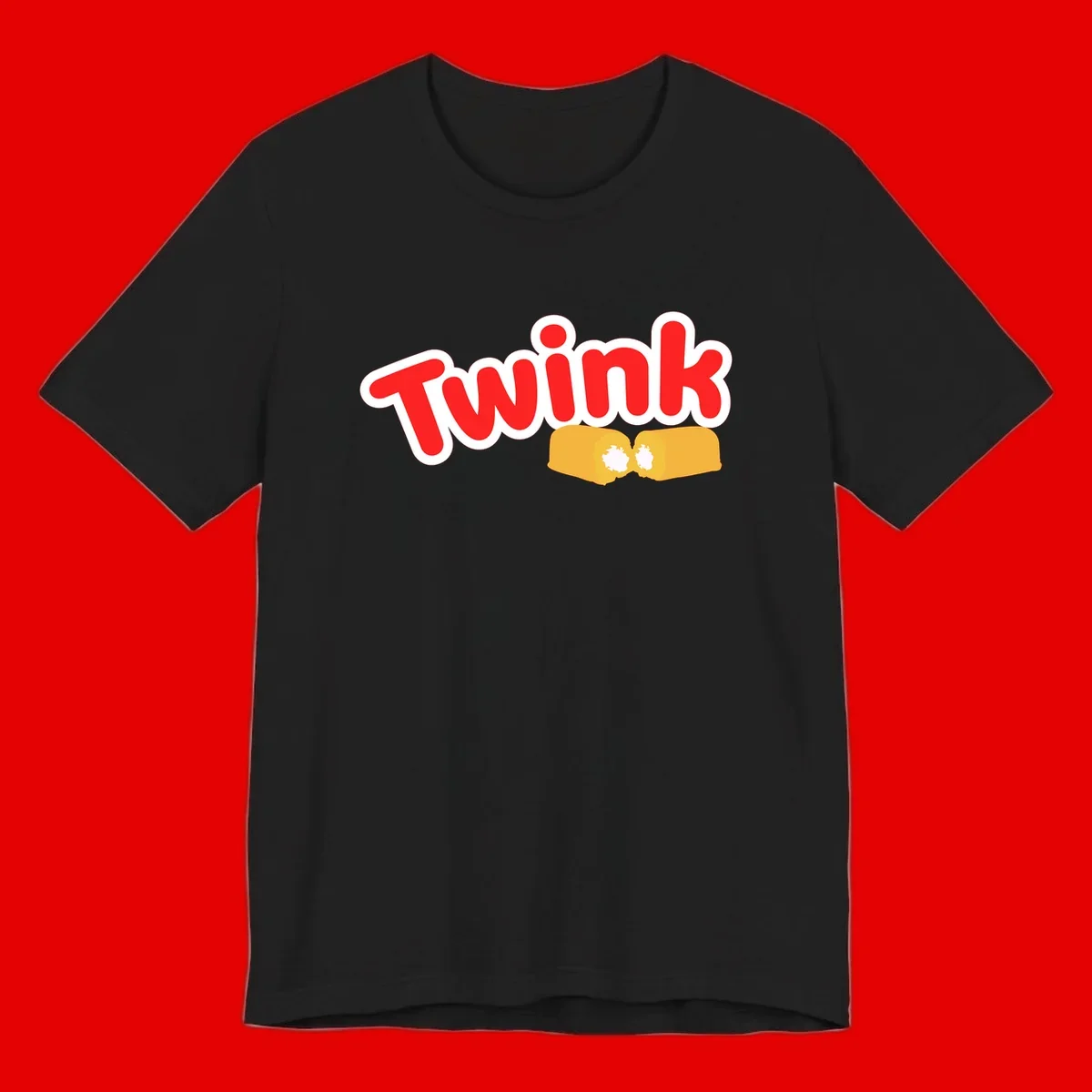 Red 'Twink' text with white outline above two yellow fists bumping together with white highlights, comic book style pride design