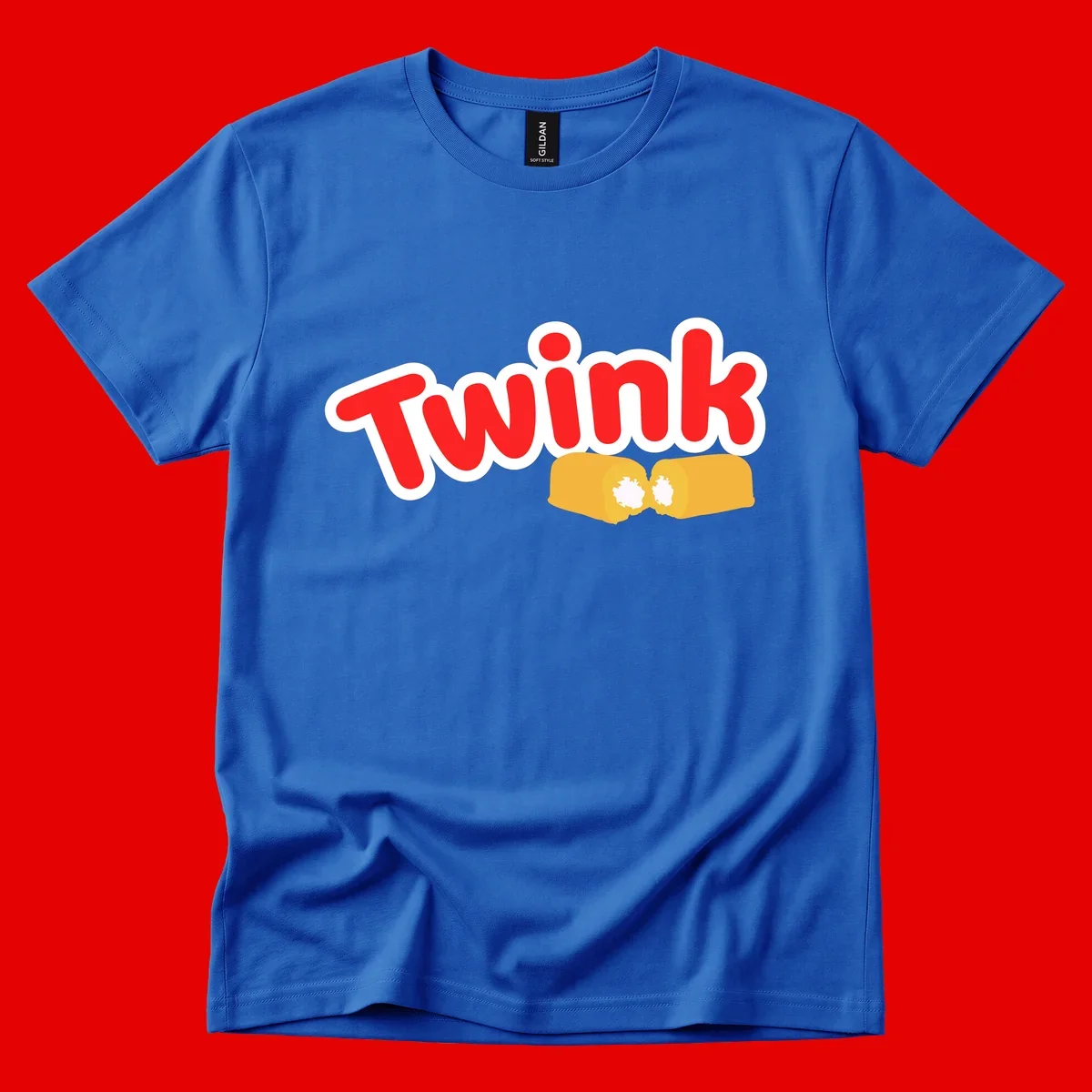 Red 'Twink' text with white outline above two yellow fists bumping together with white highlights, comic book style pride design