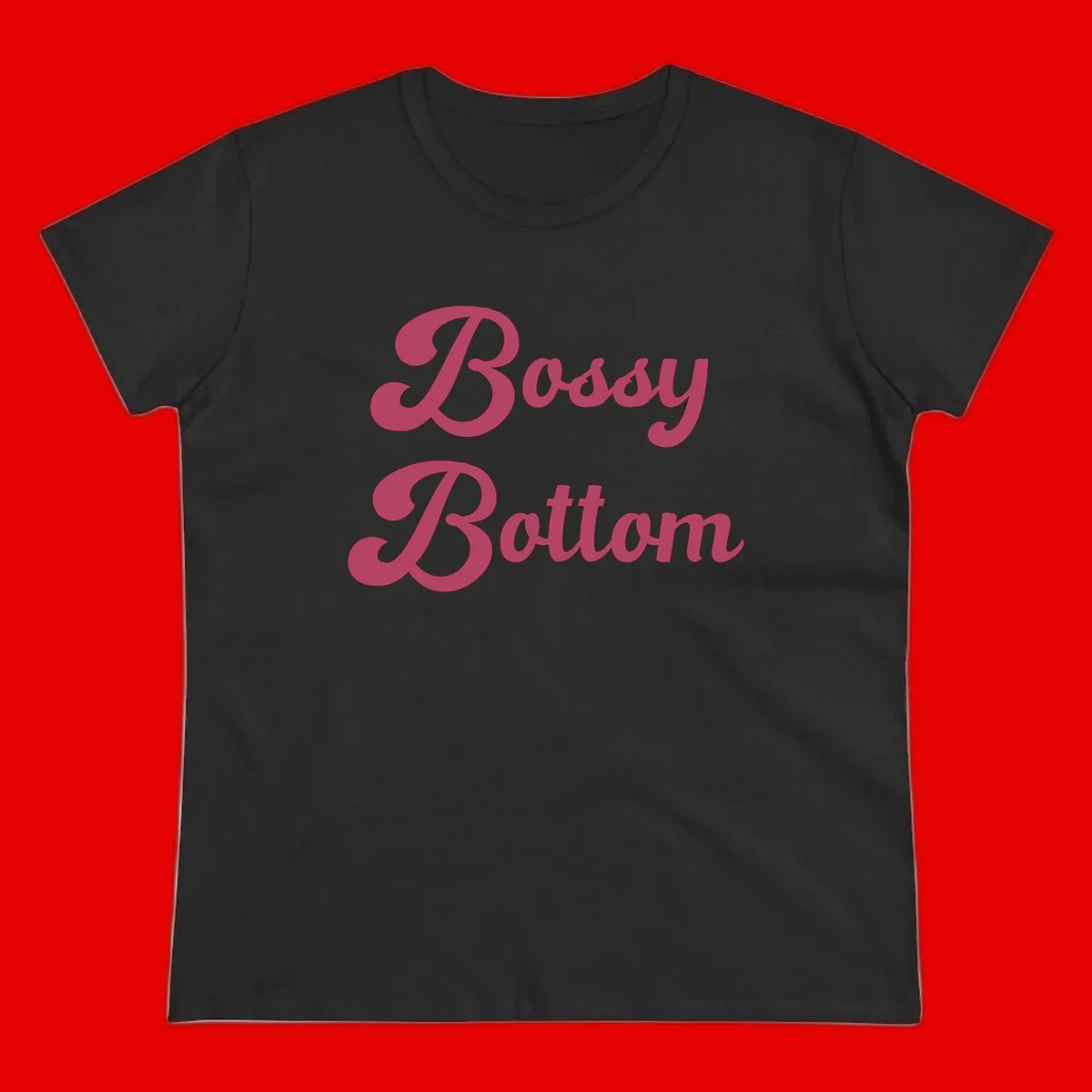 Body Rocking pride design in pink lettering with flowing, decorative typography on gray background