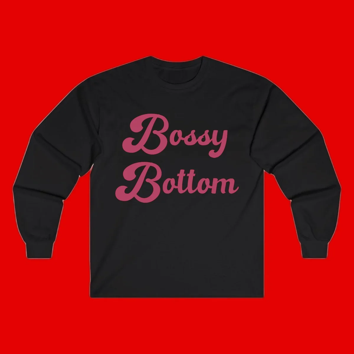 Body Rocking pride design in pink lettering with flowing, decorative typography on gray background