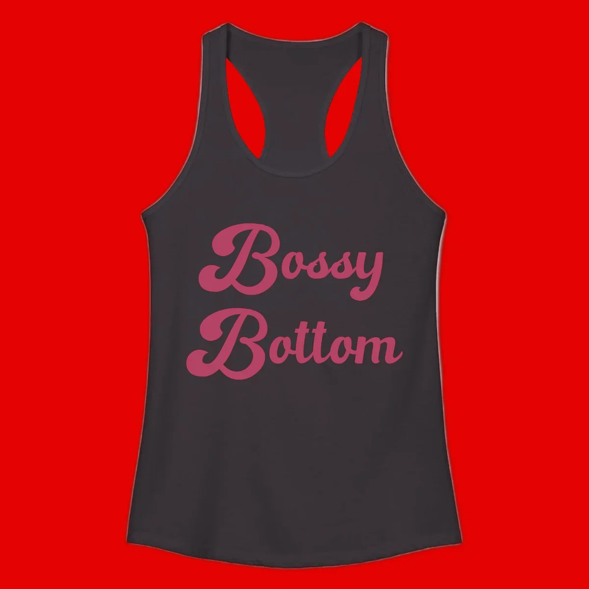 Body Rocking pride design in pink lettering with flowing, decorative typography on gray background