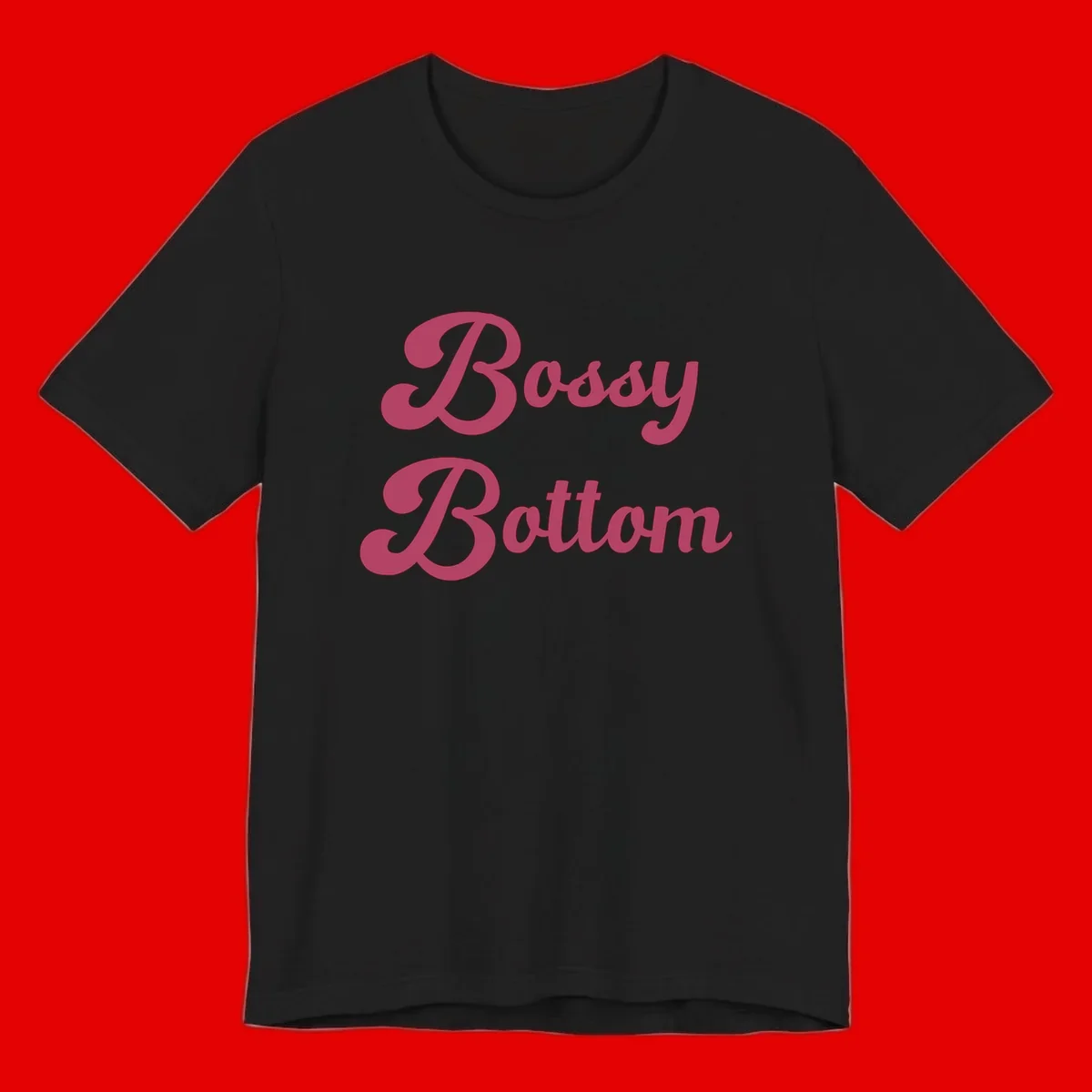 Body Rocking pride design in pink lettering with flowing, decorative typography on gray background