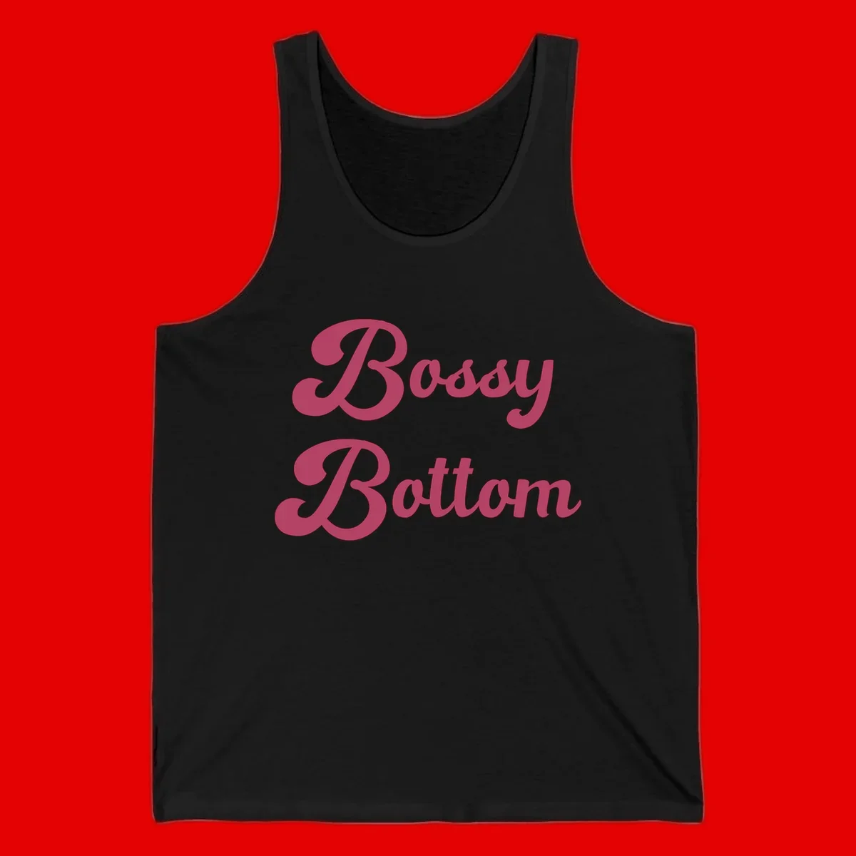 Body Rocking pride design in pink lettering with flowing, decorative typography on gray background