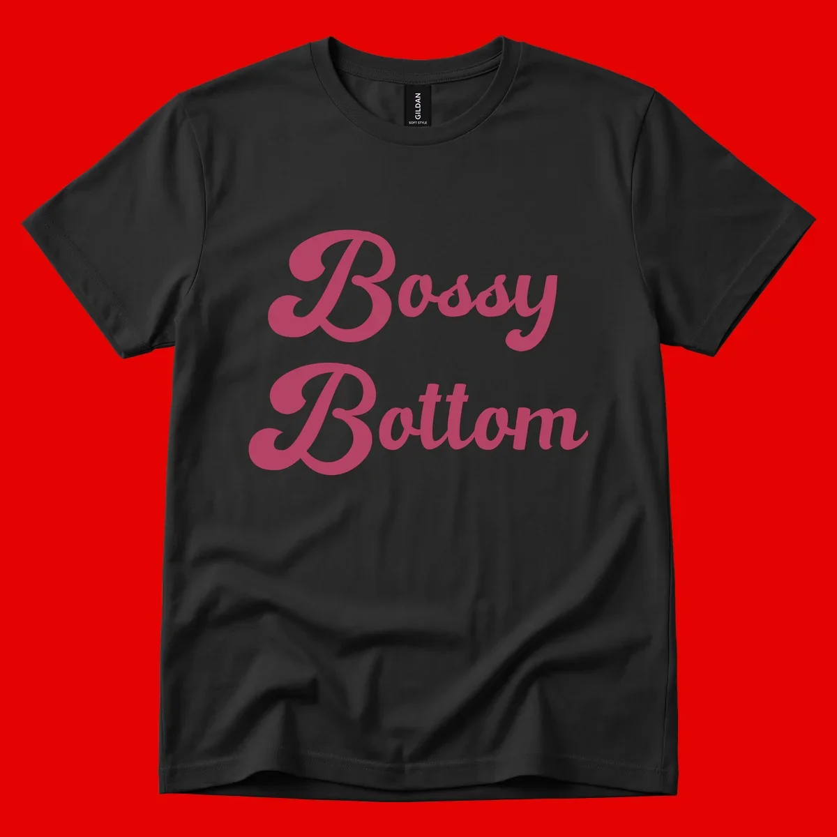 Body Rocking pride design in pink lettering with flowing, decorative typography on gray background