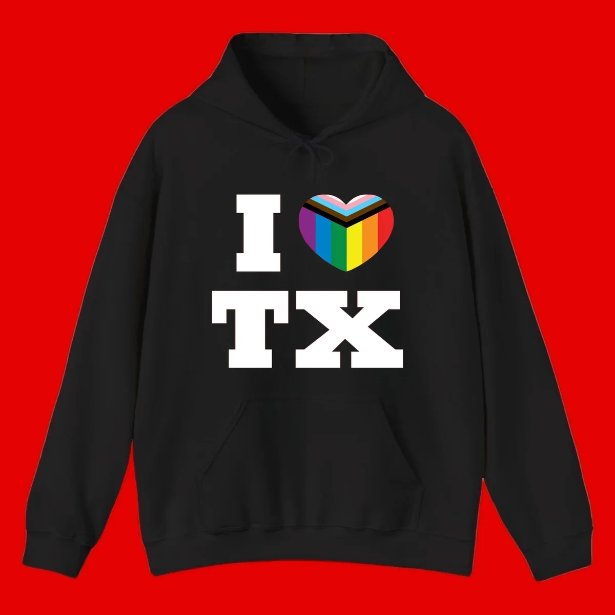 I love pride rainbow heart design with full spectrum stripes and chevron pattern overlay