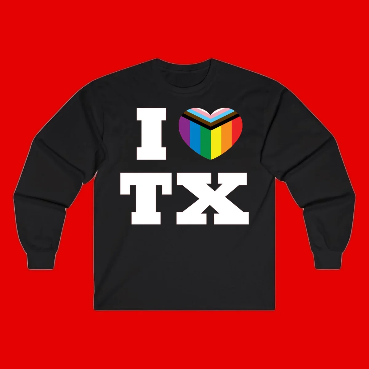 I love pride rainbow heart design with full spectrum stripes and chevron pattern overlay