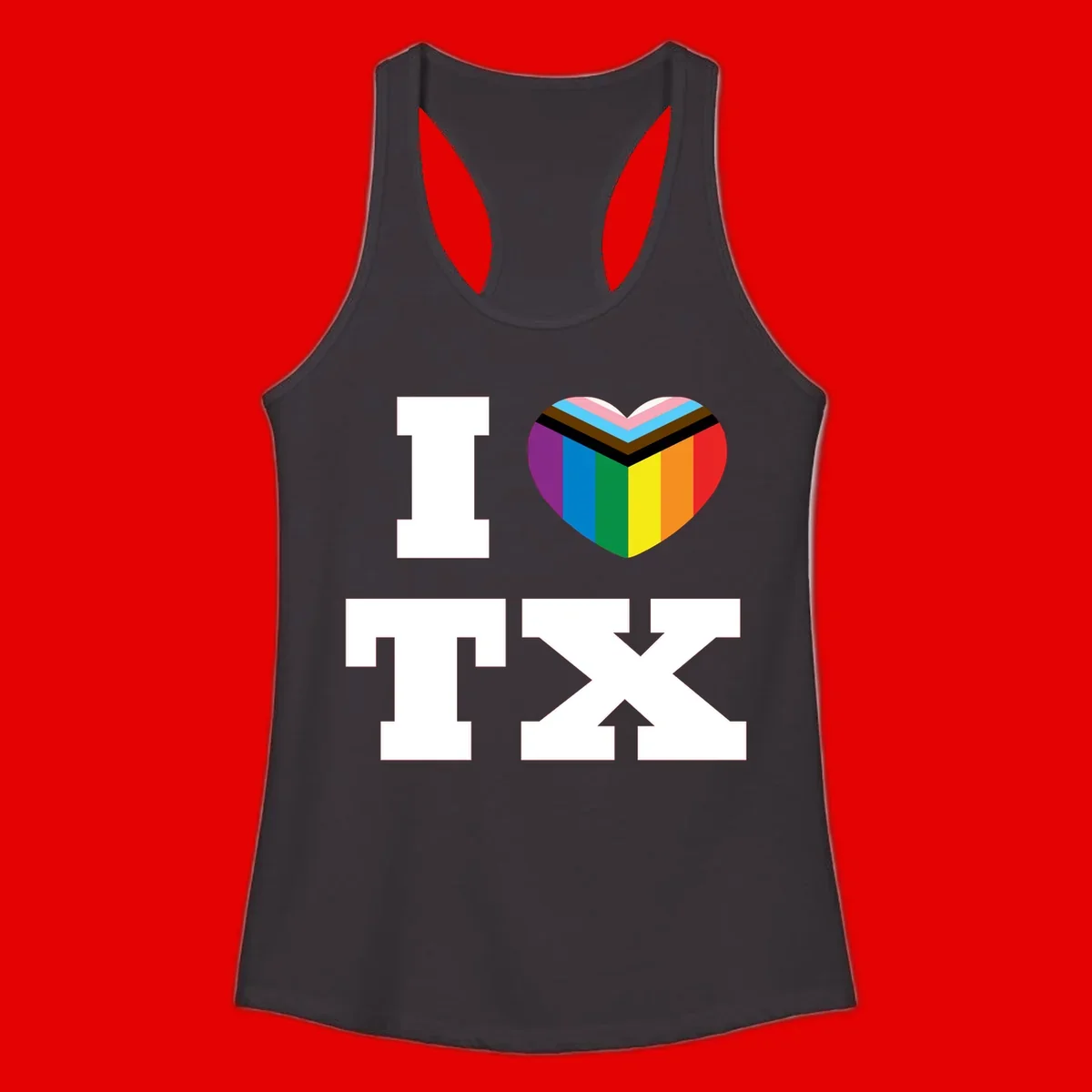 I love pride rainbow heart design with full spectrum stripes and chevron pattern overlay