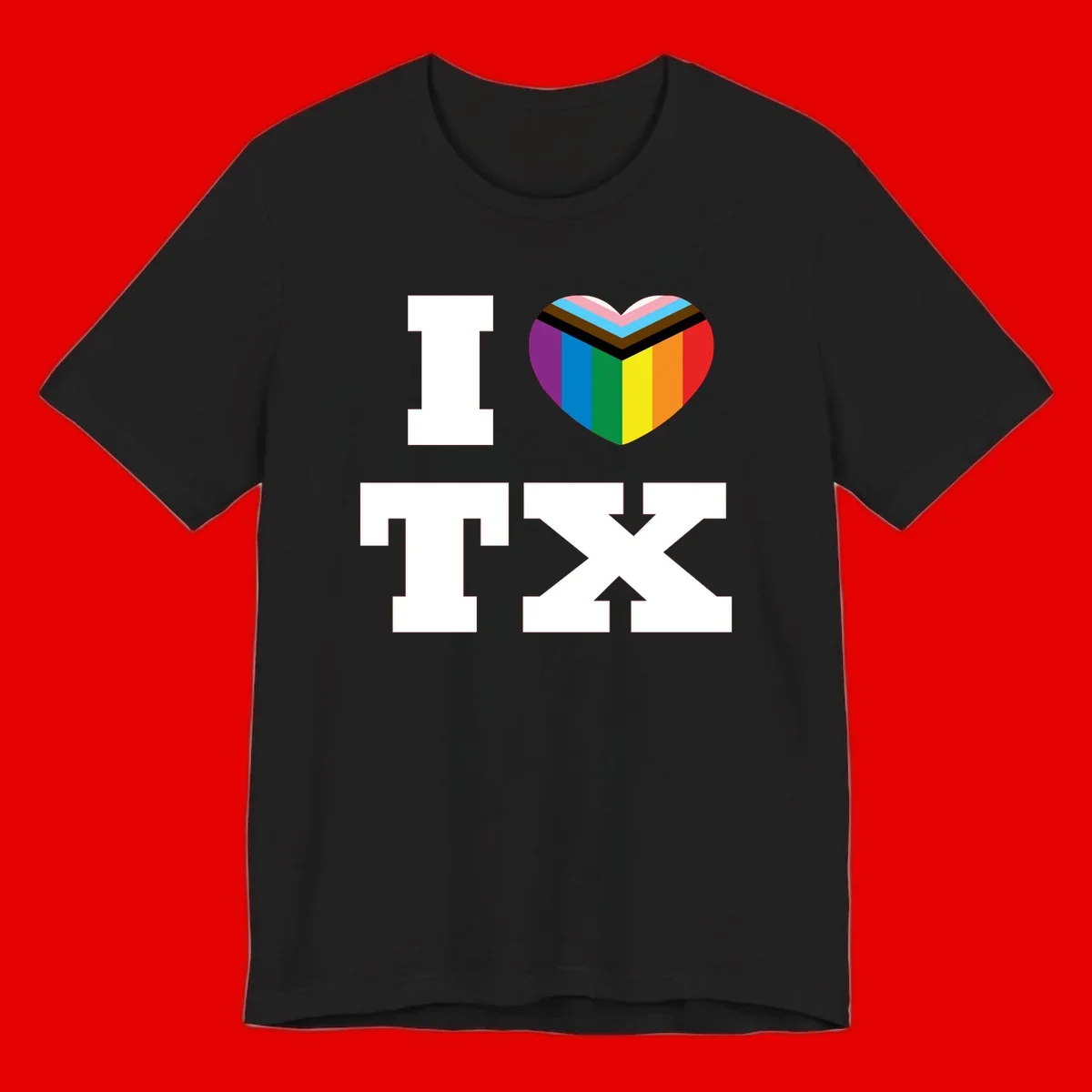 I love pride rainbow heart design with full spectrum stripes and chevron pattern overlay