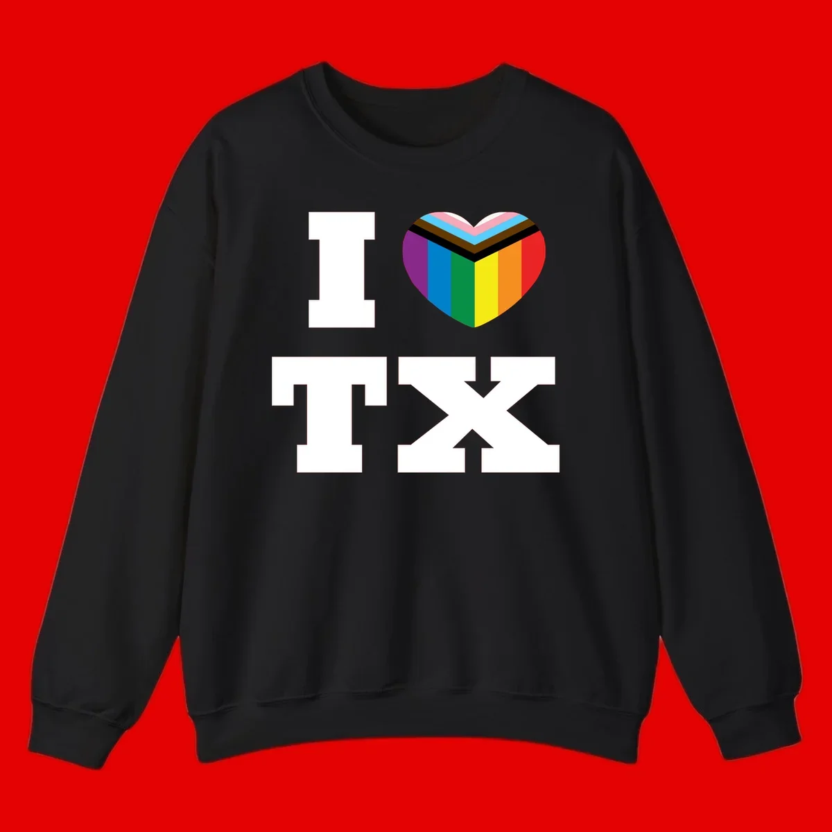 I love pride rainbow heart design with full spectrum stripes and chevron pattern overlay