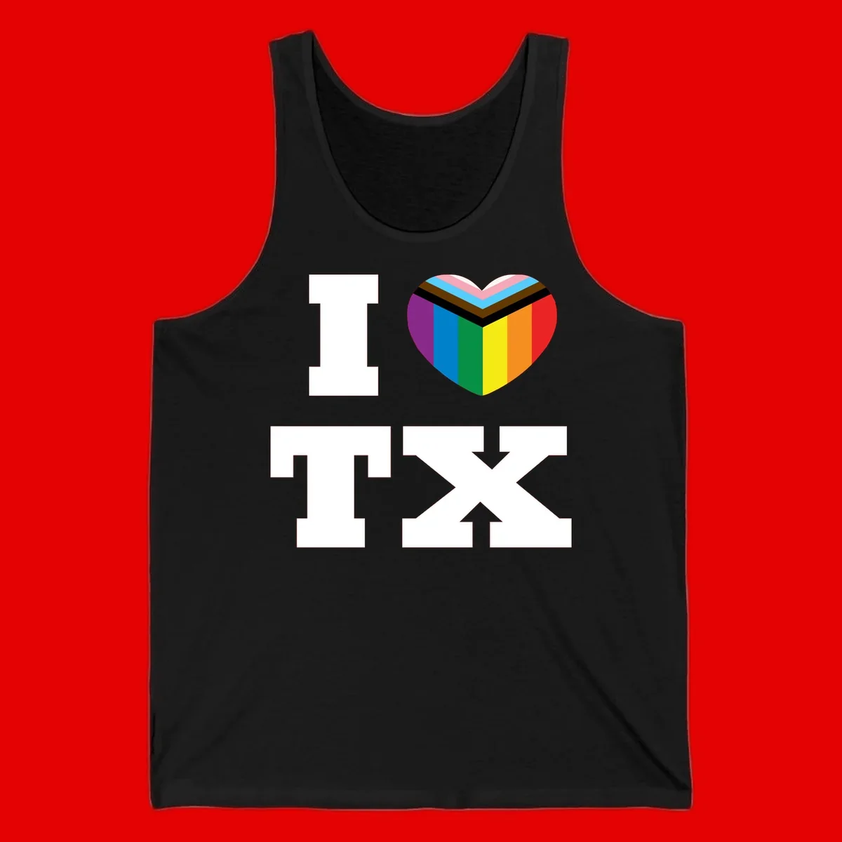 I love pride rainbow heart design with full spectrum stripes and chevron pattern overlay