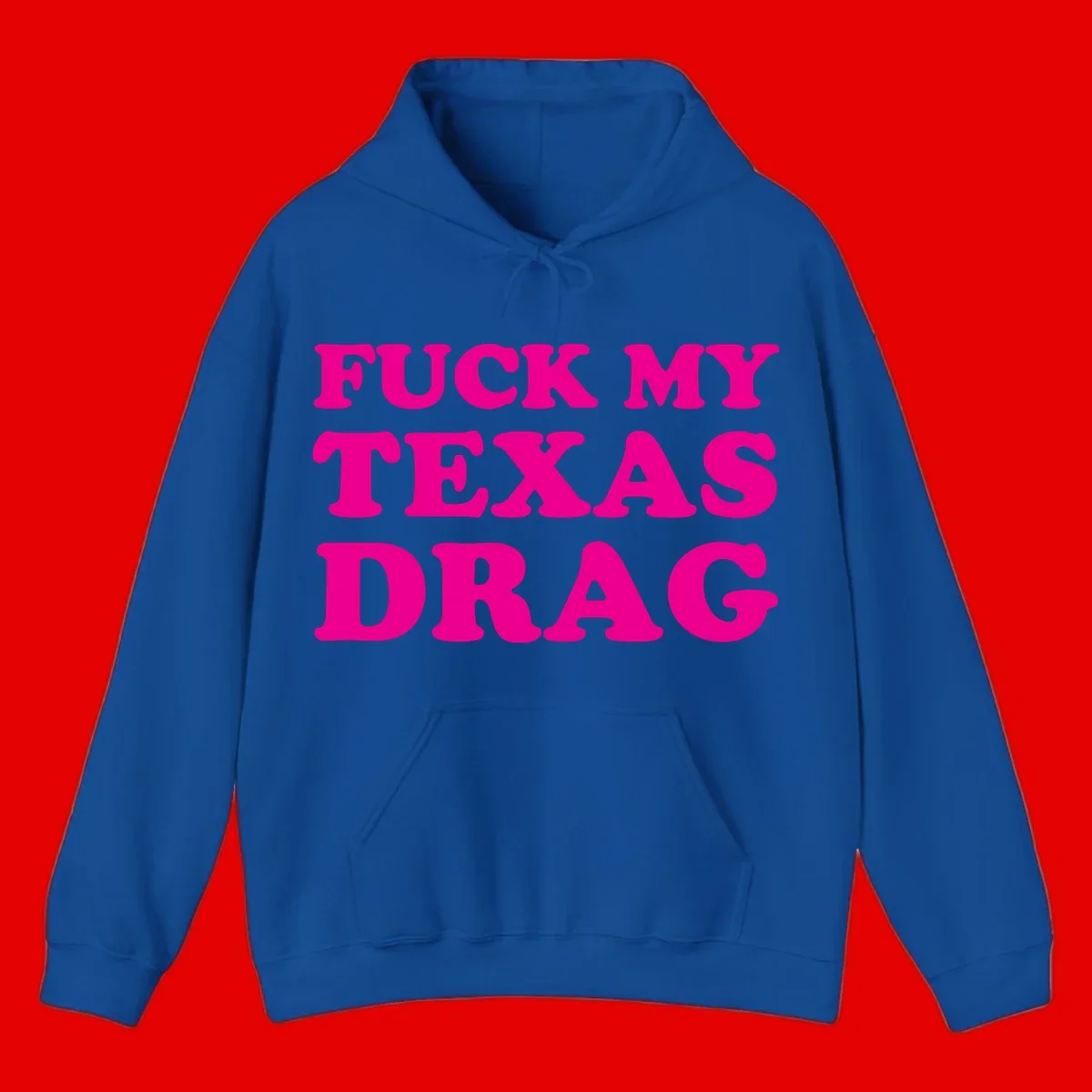 Bold magenta text reading 'Fuck My Texas Drag' in large chunky sans-serif letters on gray background