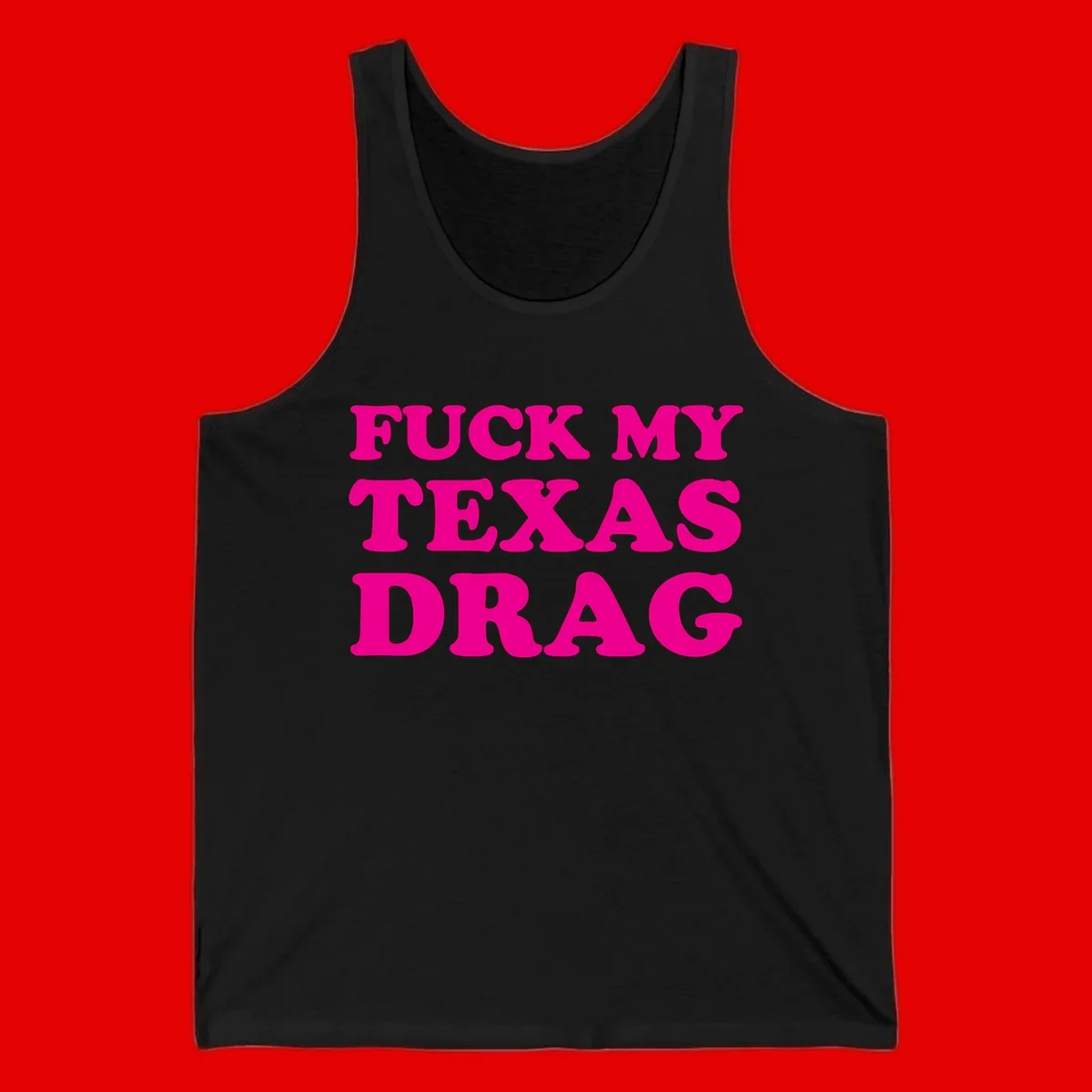 Bold magenta text reading 'Fuck My Texas Drag' in large chunky sans-serif letters on gray background