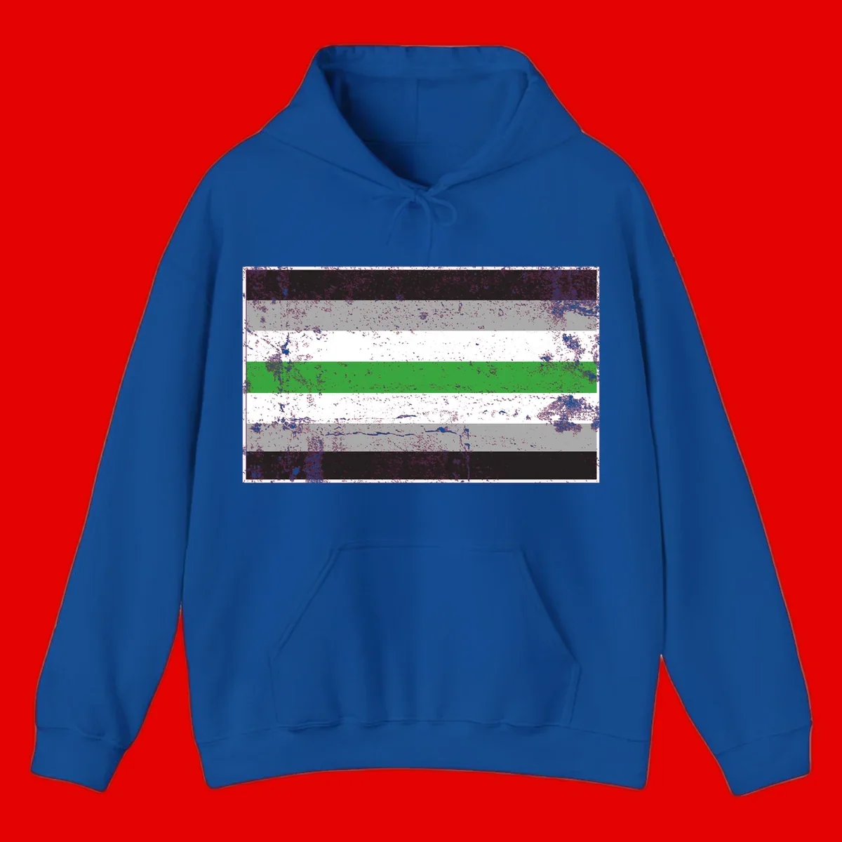 Demigender pride flag with black, gray, white, and green horizontal stripes in distressed grunge texture