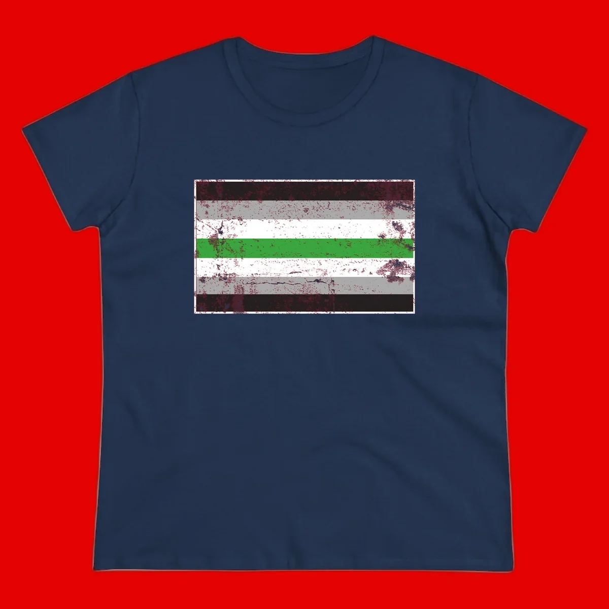 Demigender pride flag with black, gray, white, and green horizontal stripes in distressed grunge texture