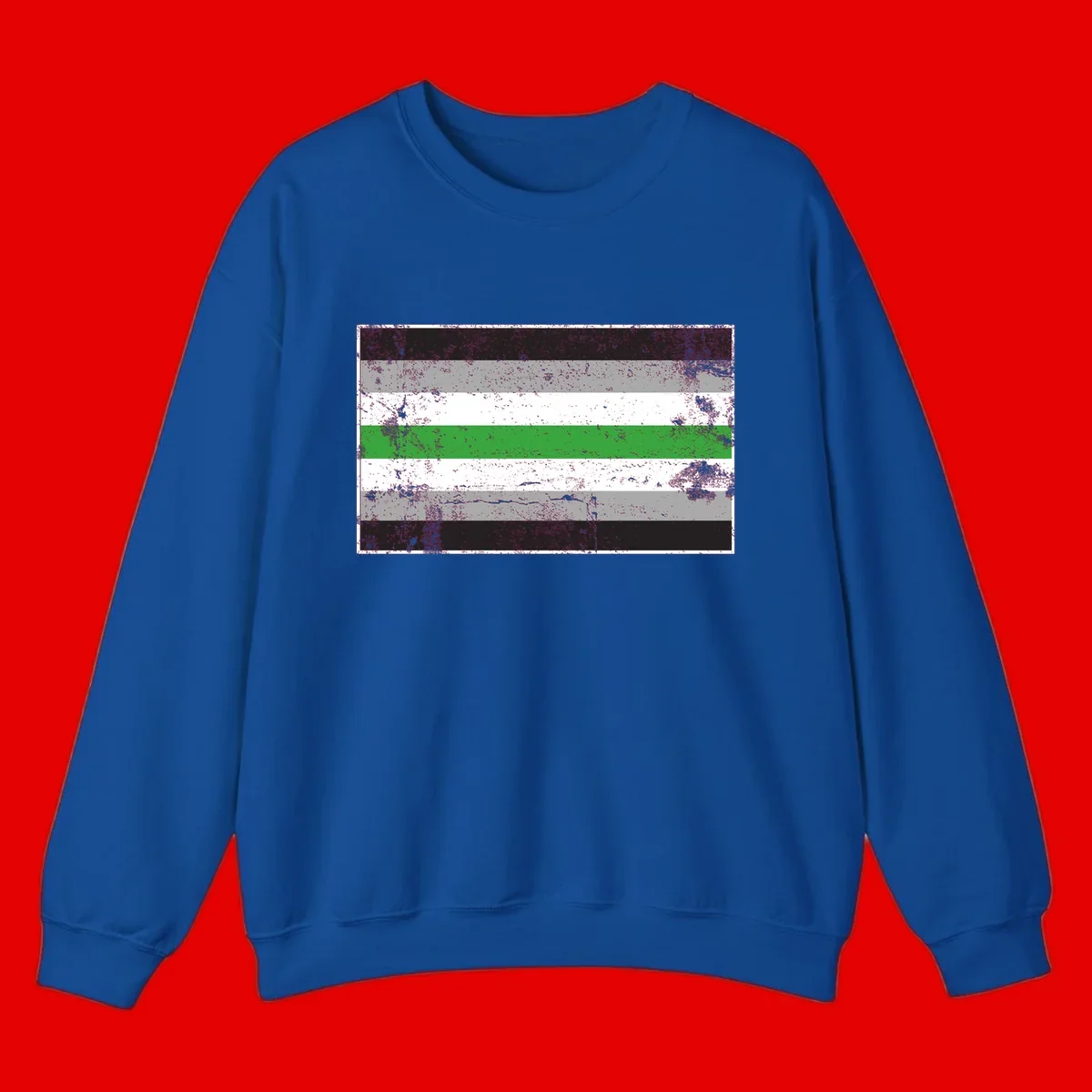 Demigender pride flag with black, gray, white, and green horizontal stripes in distressed grunge texture