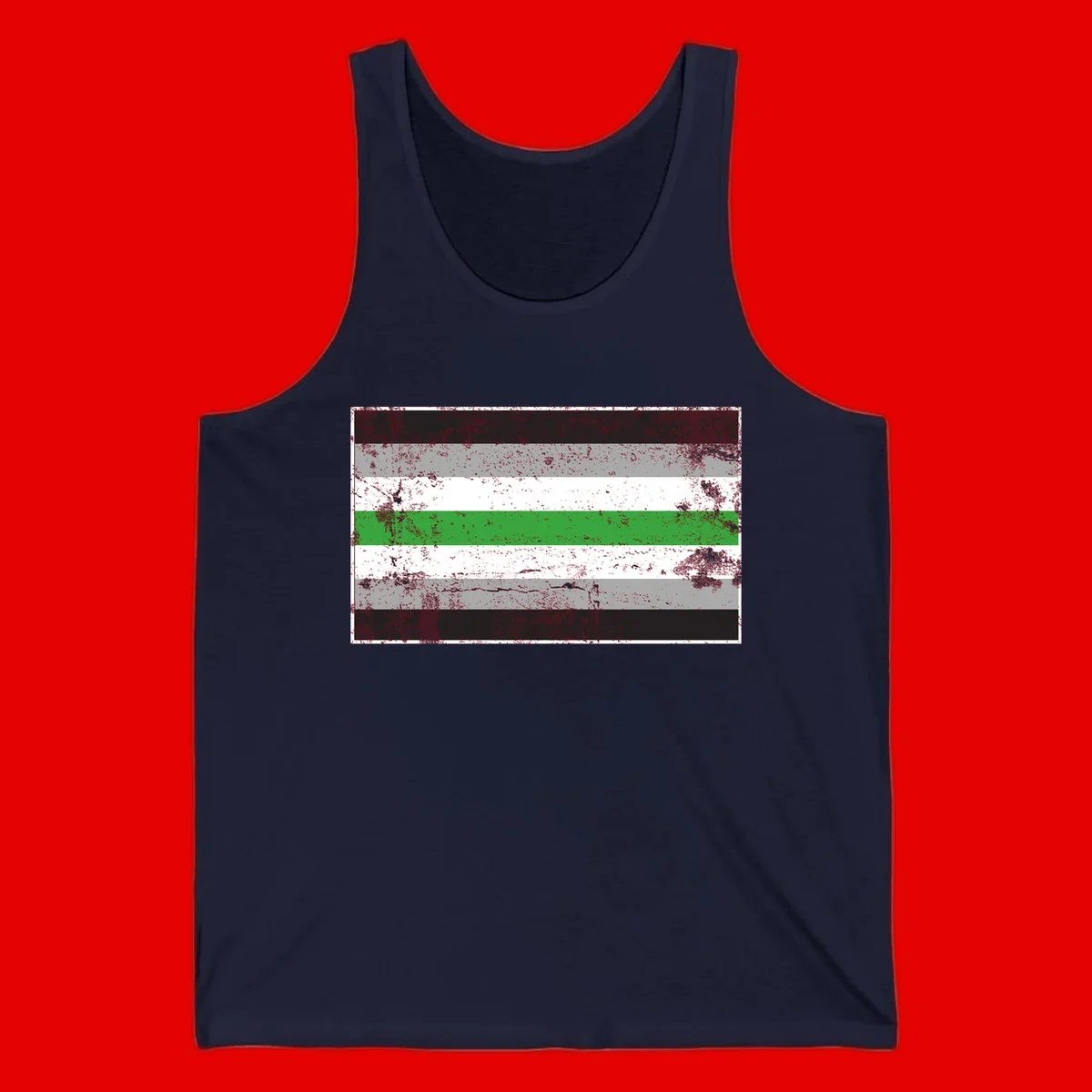 Demigender pride flag with black, gray, white, and green horizontal stripes in distressed grunge texture
