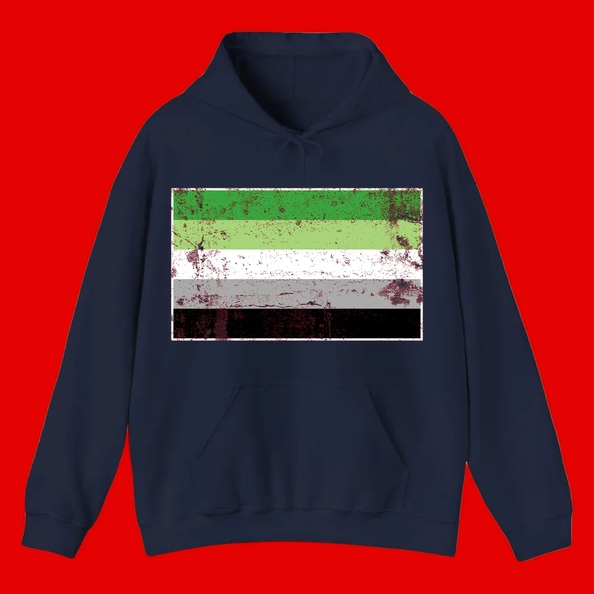Demigender pride flag with five horizontal stripes in green, white, gray, and black with distressed grunge texture