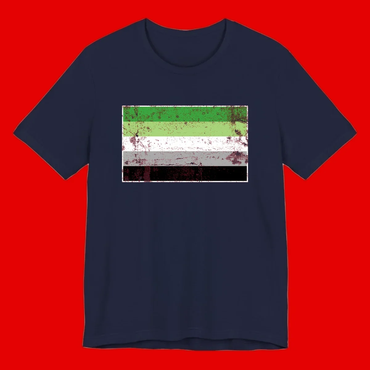 Demigender pride flag with five horizontal stripes in green, white, gray, and black with distressed grunge texture