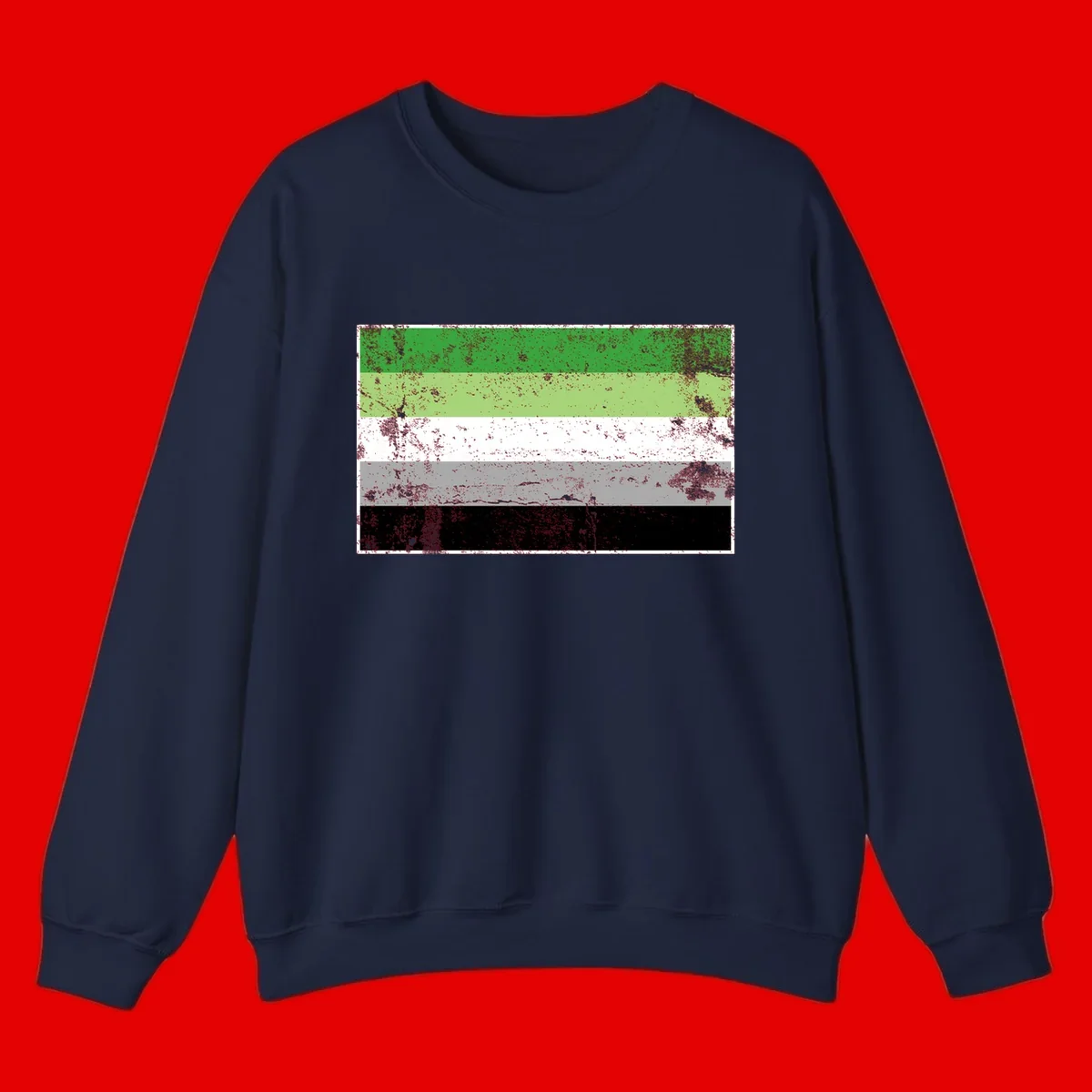 Demigender pride flag with five horizontal stripes in green, white, gray, and black with distressed grunge texture