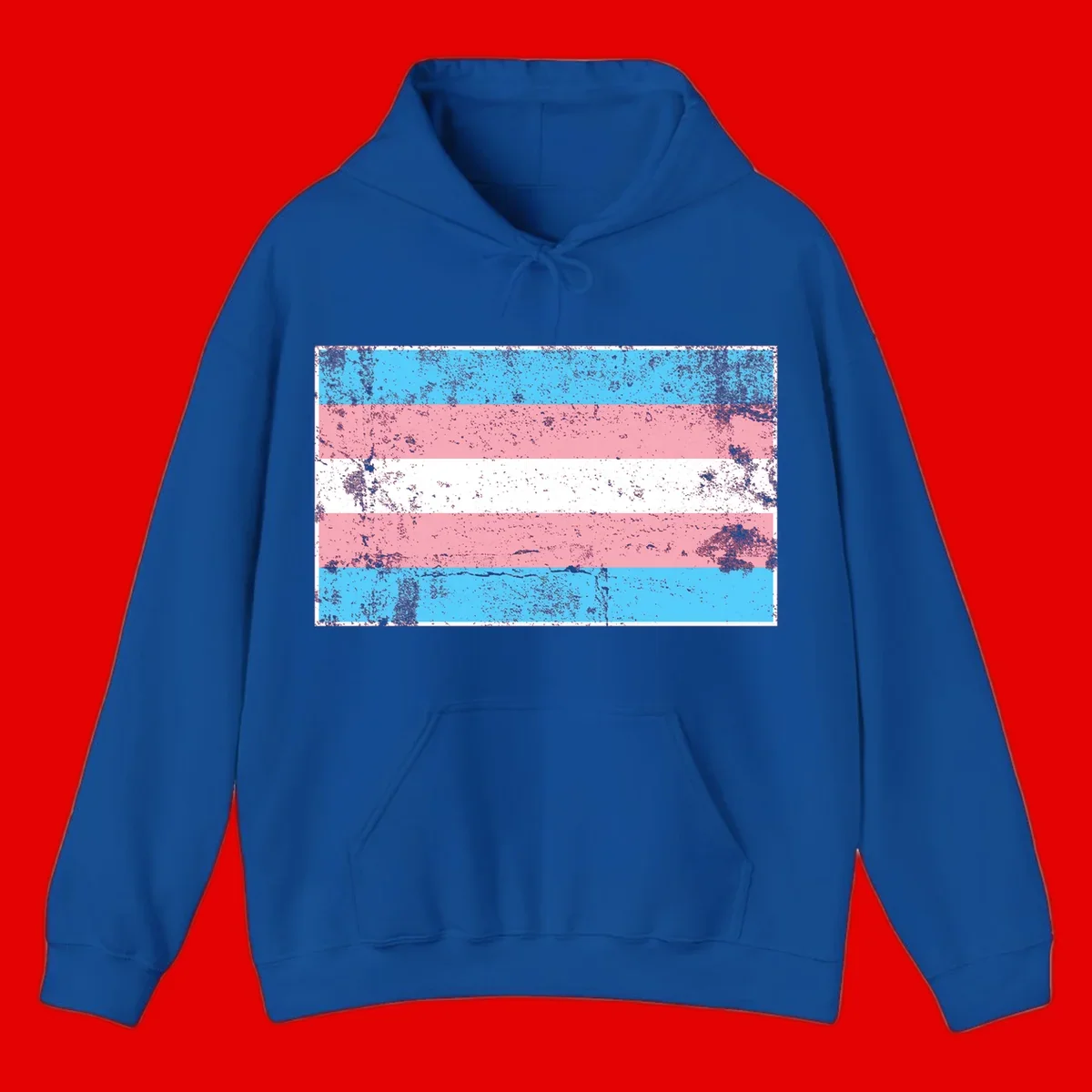Distressed transgender pride flag with cyan, pink, and white horizontal stripes and weathered grunge texture