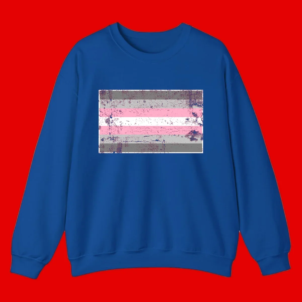 Distressed pride flag stripes design featuring pink, white, and gray horizontal bands with grunge texture overlay