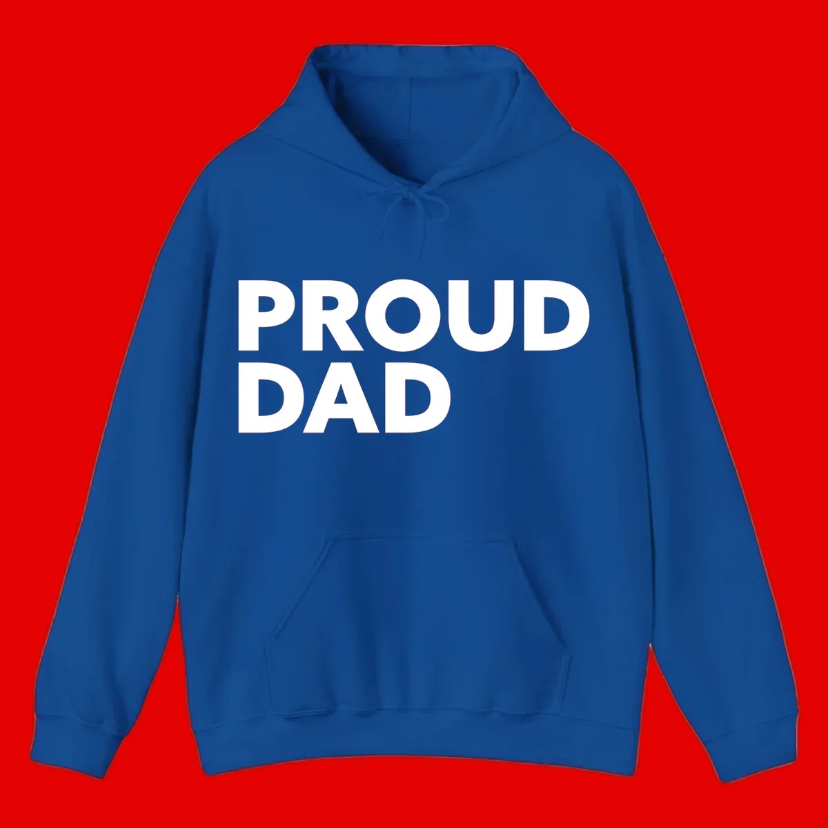 Bold white 'PROUD DAD' text on gray background - proud dad typography design
