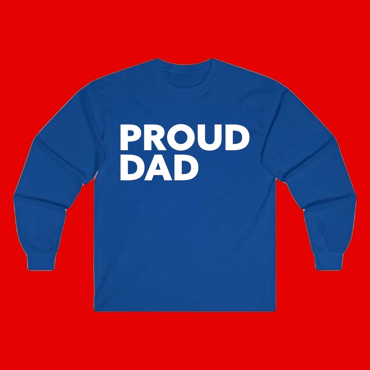 Bold white 'PROUD DAD' text on gray background - proud dad typography design