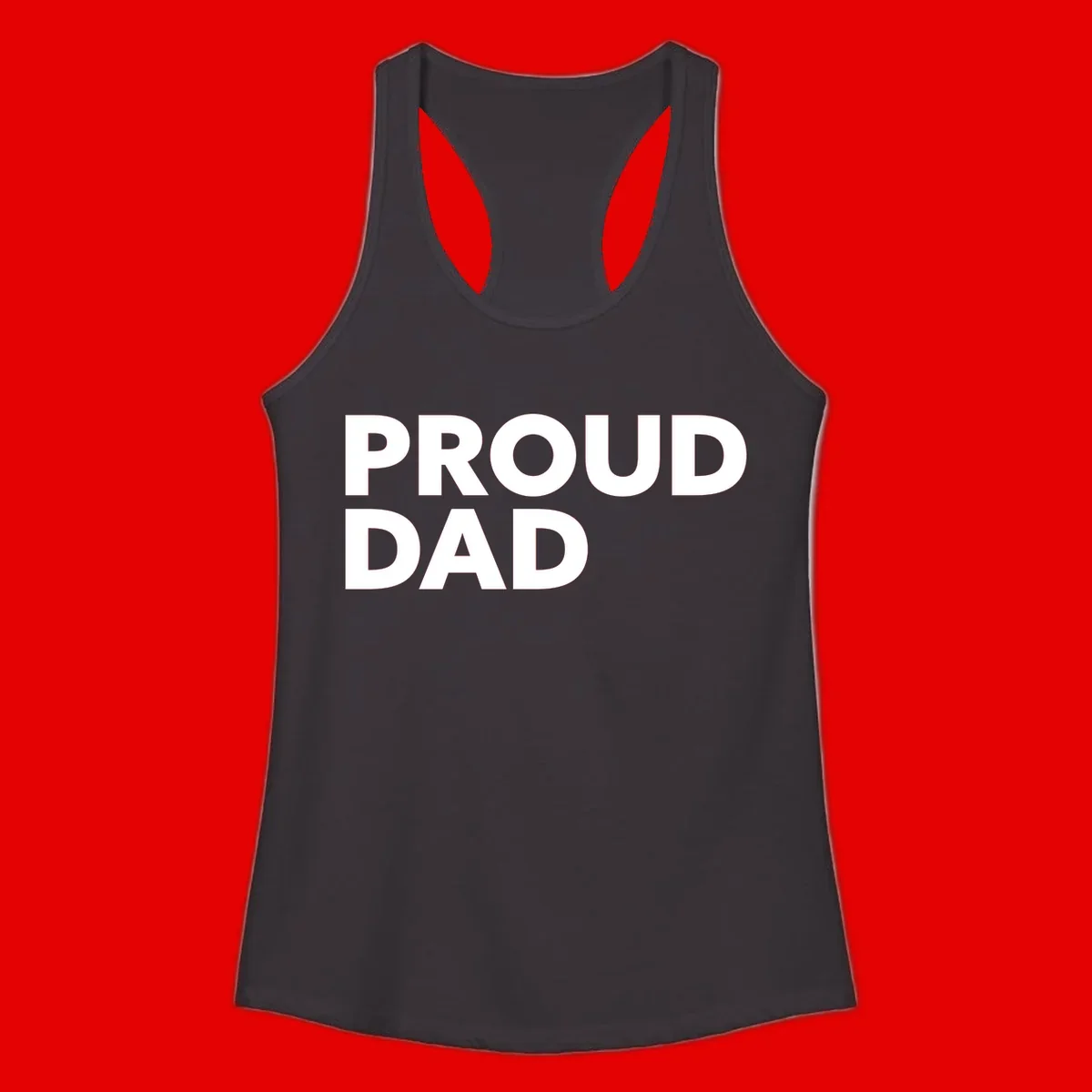 Bold white 'PROUD DAD' text on gray background - proud dad typography design