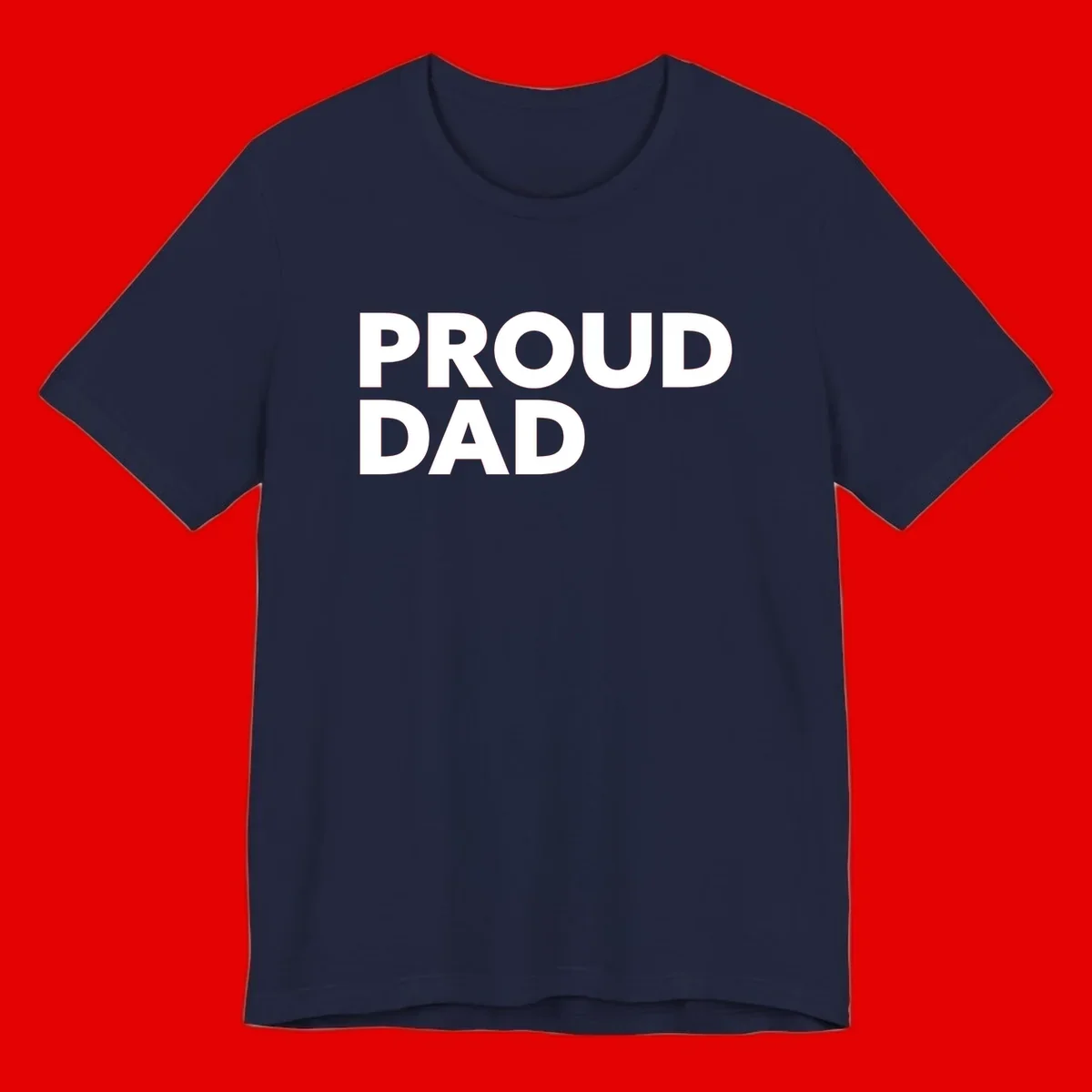 Bold white 'PROUD DAD' text on gray background - proud dad typography design