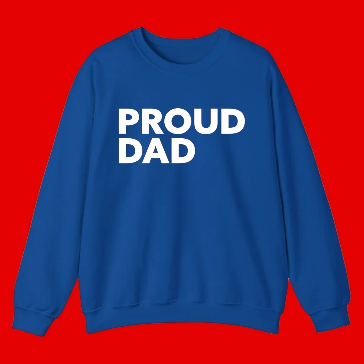 Bold white 'PROUD DAD' text on gray background - proud dad typography design