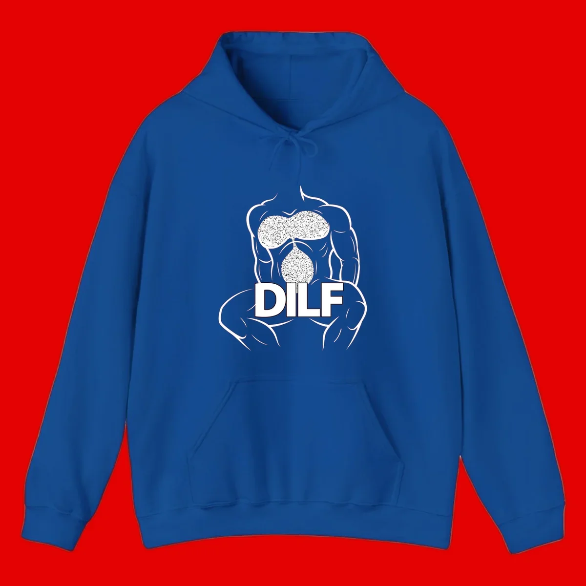 DILF anatomy humor design featuring muscular torso outline with speckled organ illustration and text
