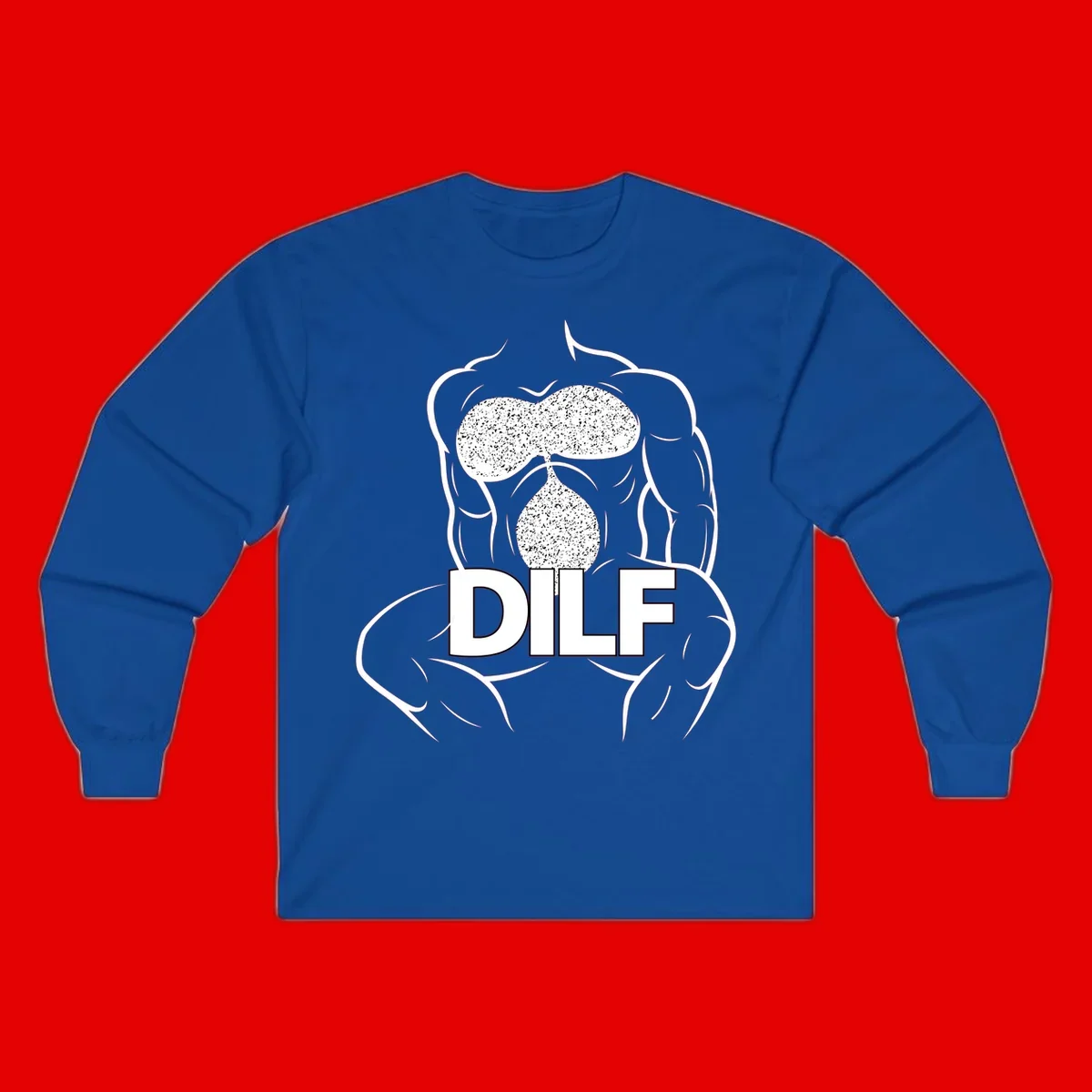 DILF anatomy humor design featuring muscular torso outline with speckled organ illustration and text