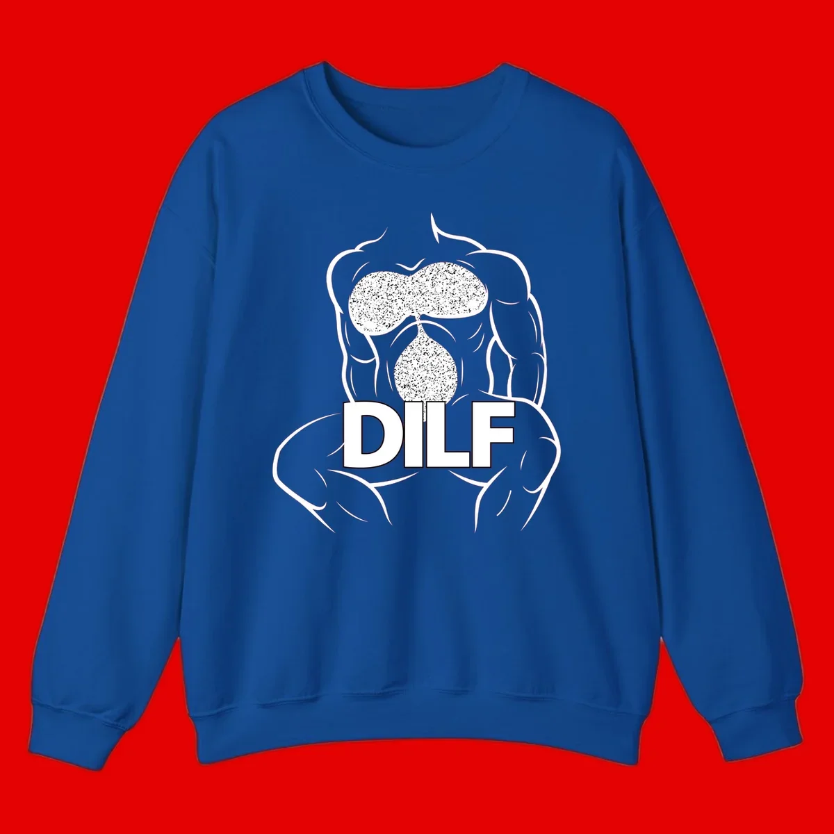 DILF anatomy humor design featuring muscular torso outline with speckled organ illustration and text