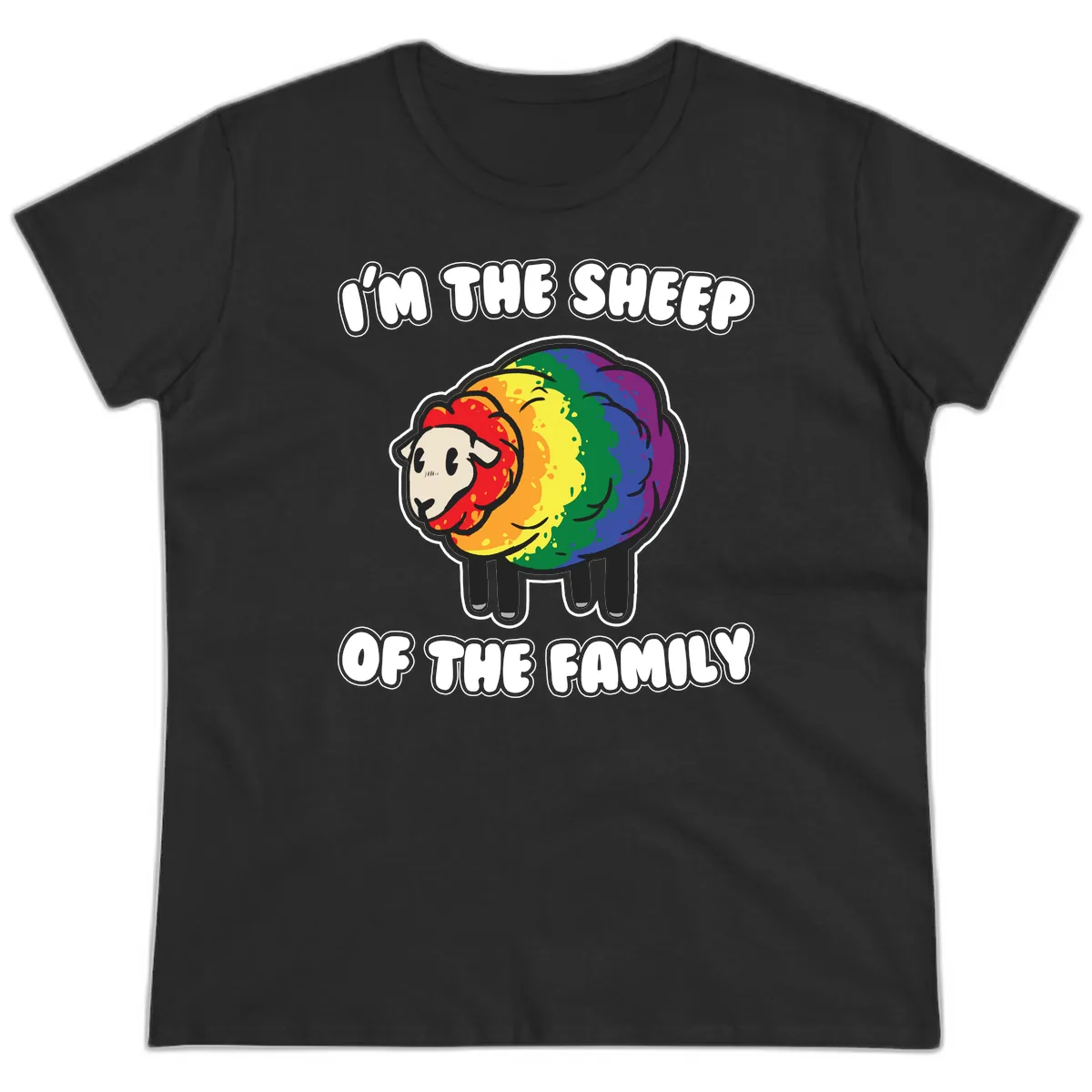 I'm The Sheep Of The Family Ladies Tee in Black
