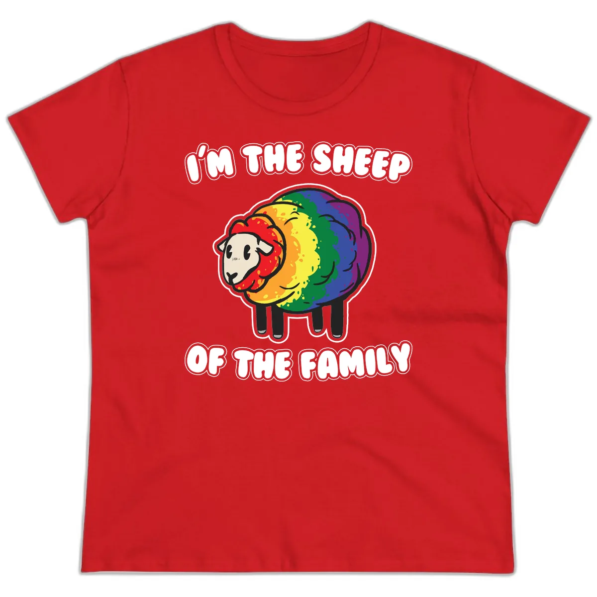 I'm The Sheep Of The Family Ladies Tee in Red