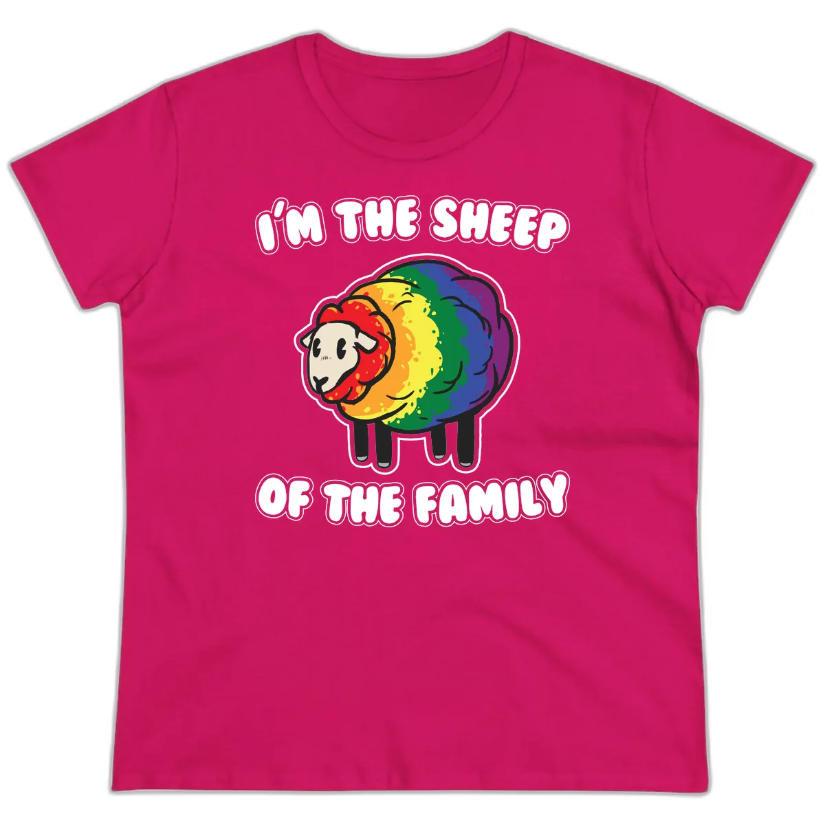 I'm The Sheep Of The Family Ladies Tee in Heliconia
