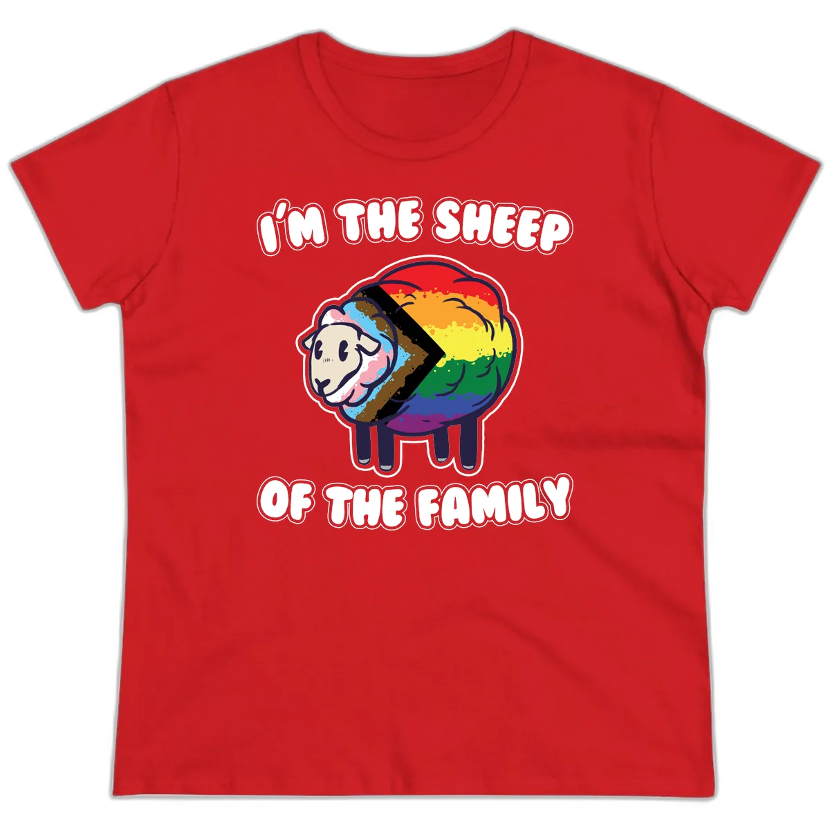I'm The Sheep Of The Family Ladies Tee in Red