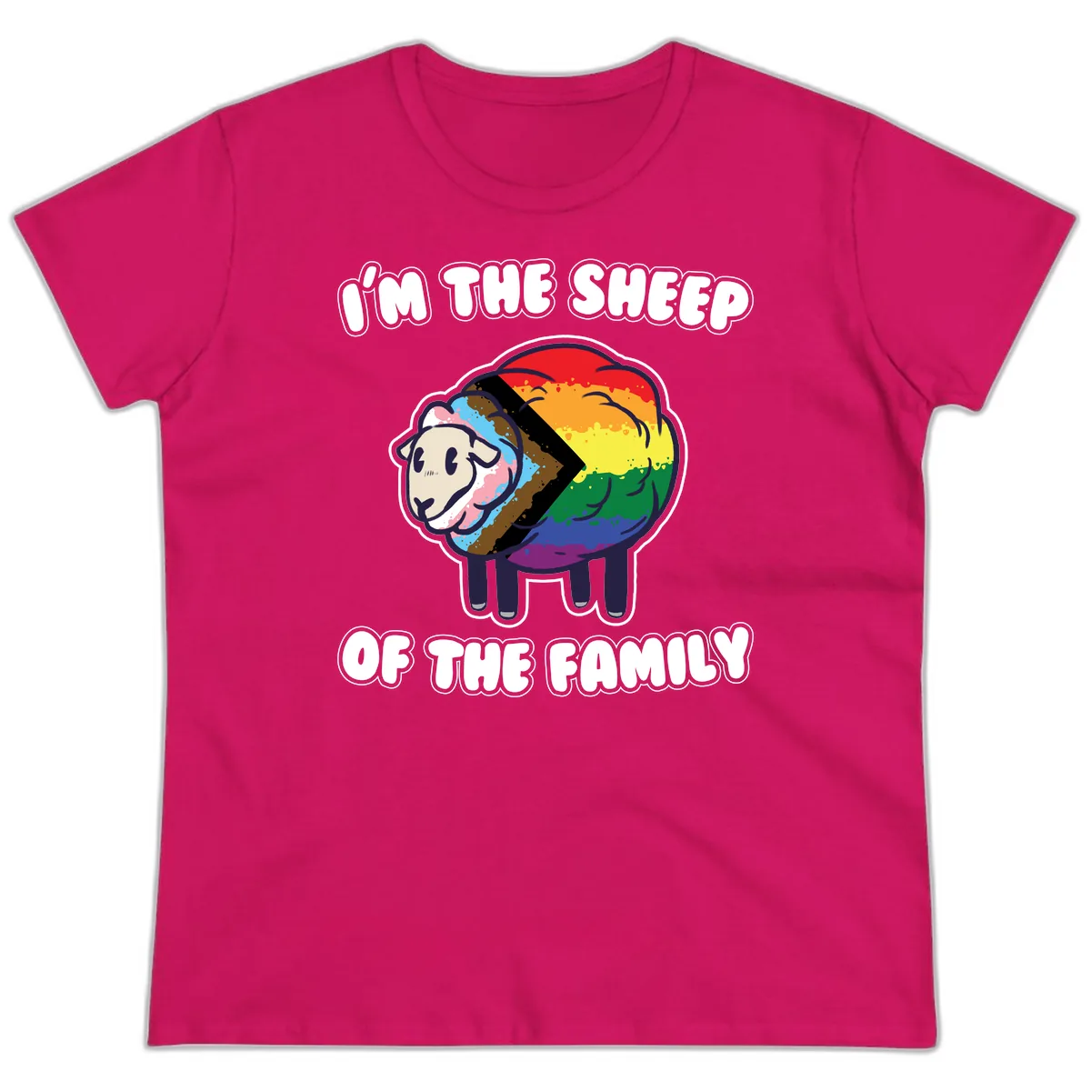 I'm The Sheep Of The Family Ladies Tee in Heliconia