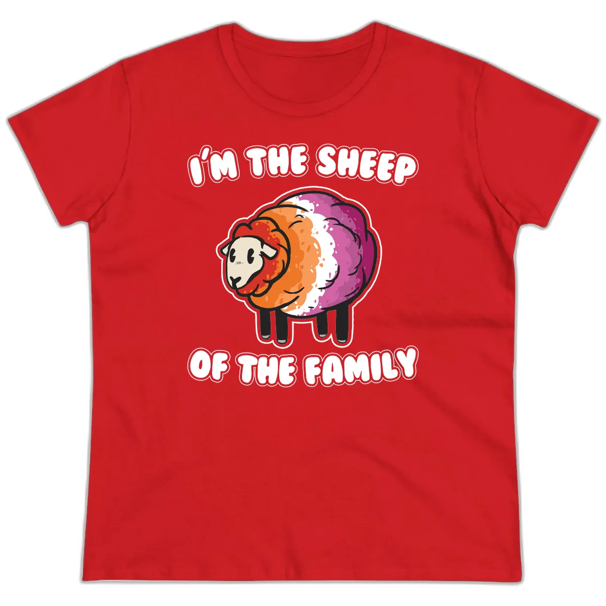 I'm The Sheep Of The Family Ladies Tee in Red