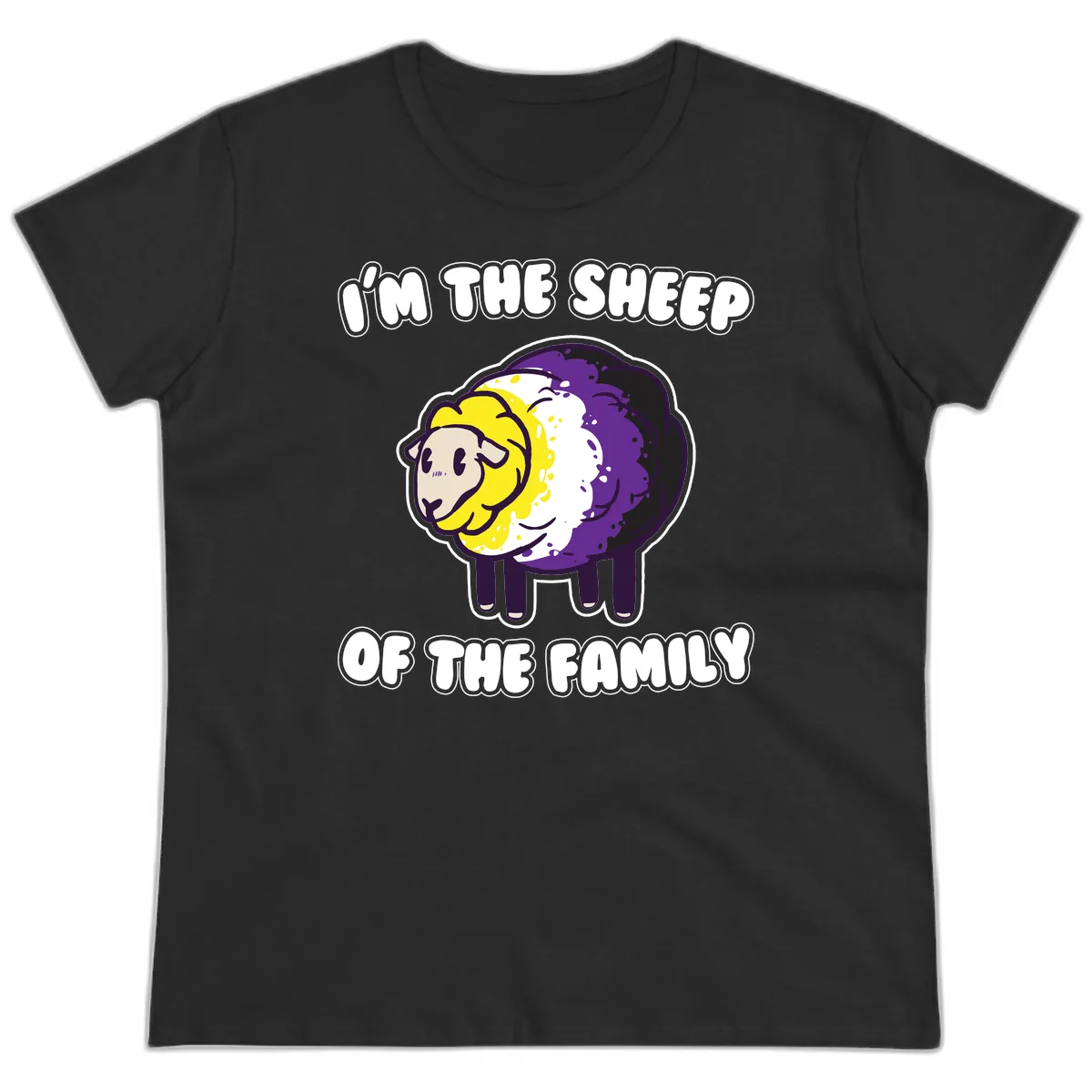 I'm The Sheep Of The Family Ladies Tee in Black