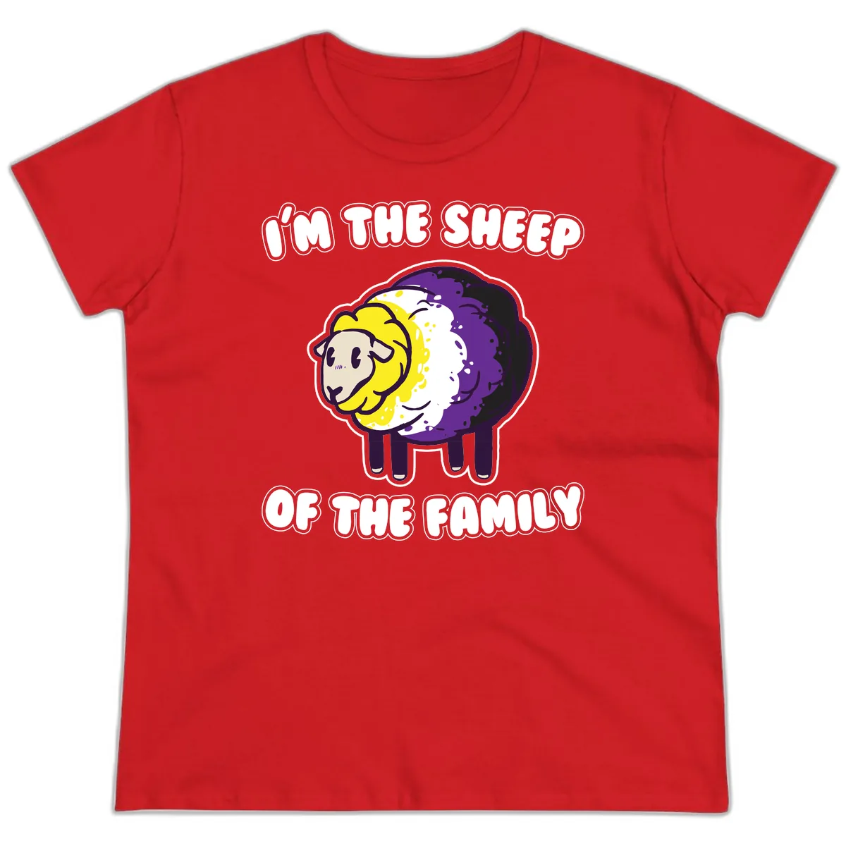 I'm The Sheep Of The Family Ladies Tee in Red