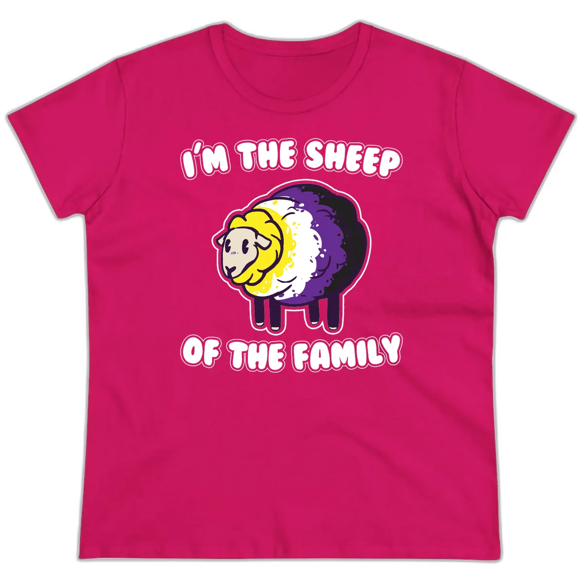 I'm The Sheep Of The Family Ladies Tee in Heliconia